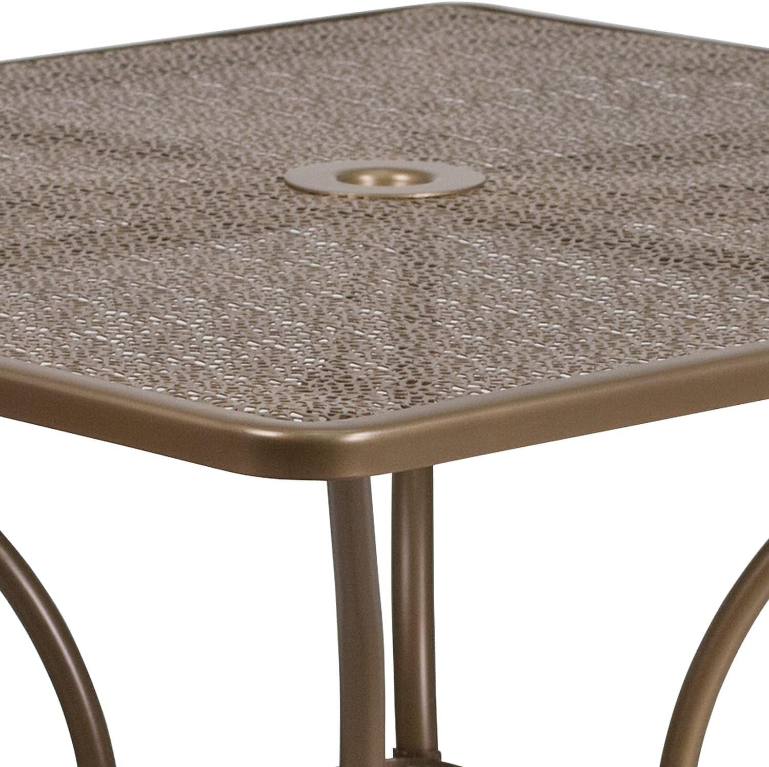 imageFlash Furniture Oia Commercial Grade 355quot Square Black IndoorOutdoor Steel Patio Table with Umbrella HoleGold