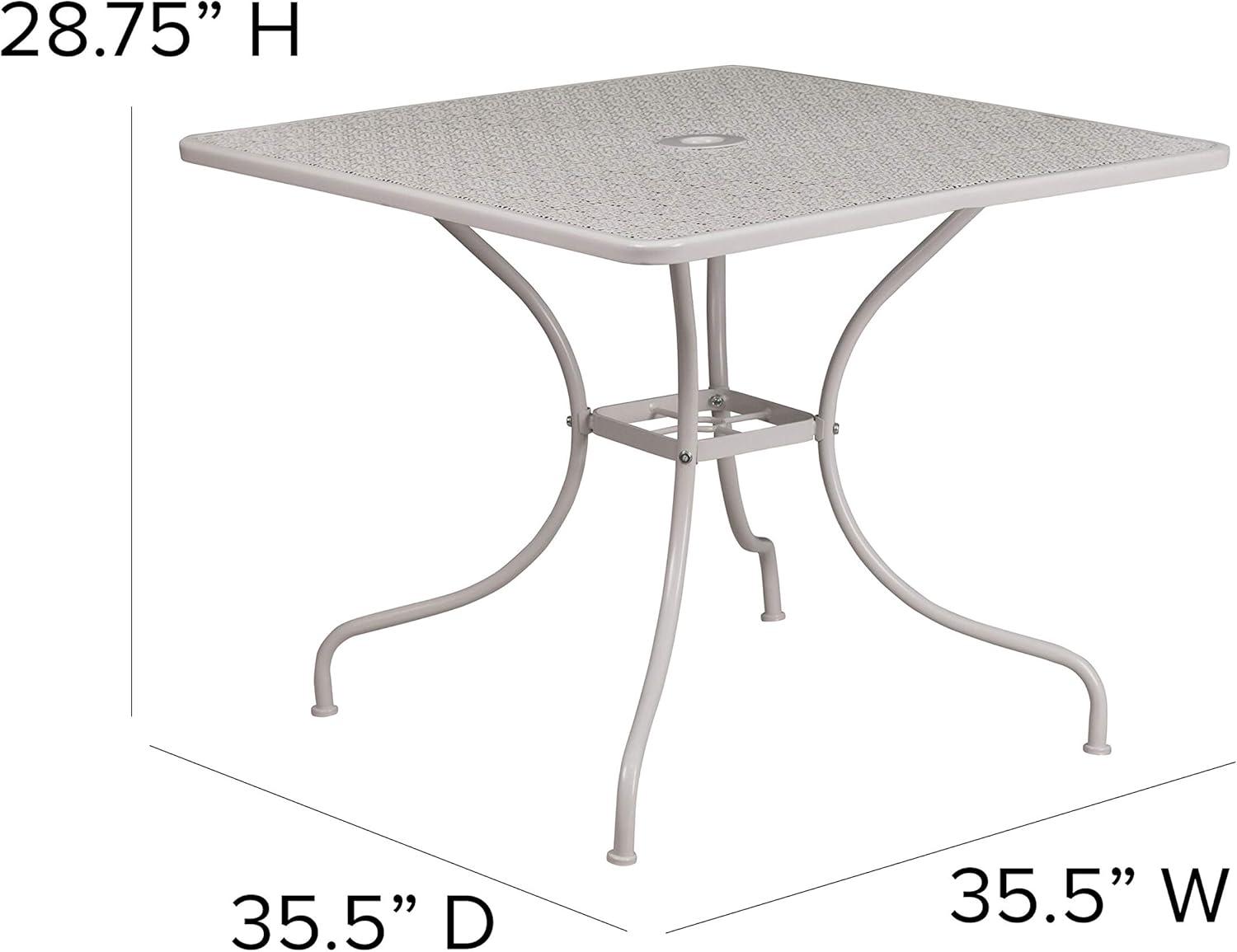 imageFlash Furniture Oia Commercial Grade 355quot Square Black IndoorOutdoor Steel Patio Table with Umbrella HoleLight Gray