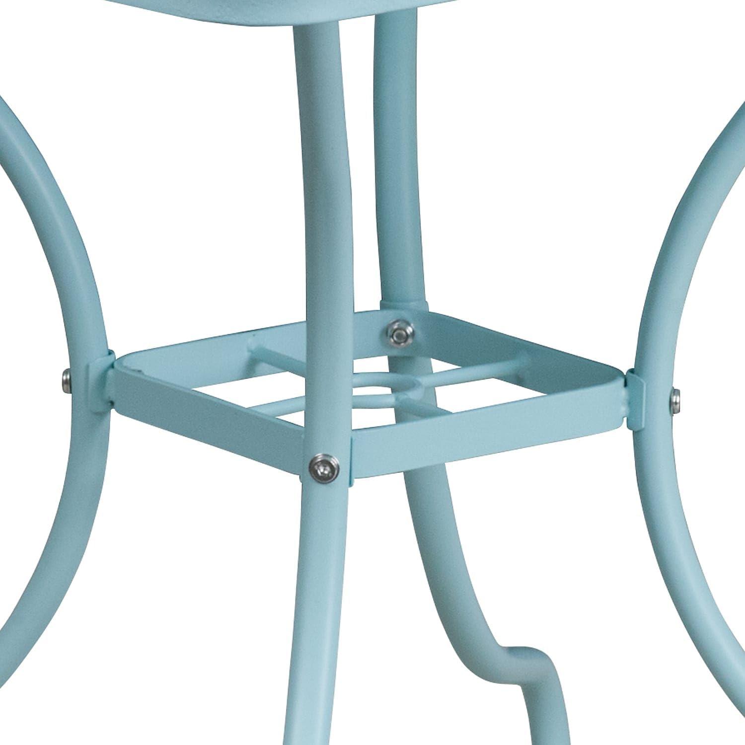 imageFlash Furniture Oia Commercial Grade 355quot Square Black IndoorOutdoor Steel Patio Table with Umbrella HoleSky Blue
