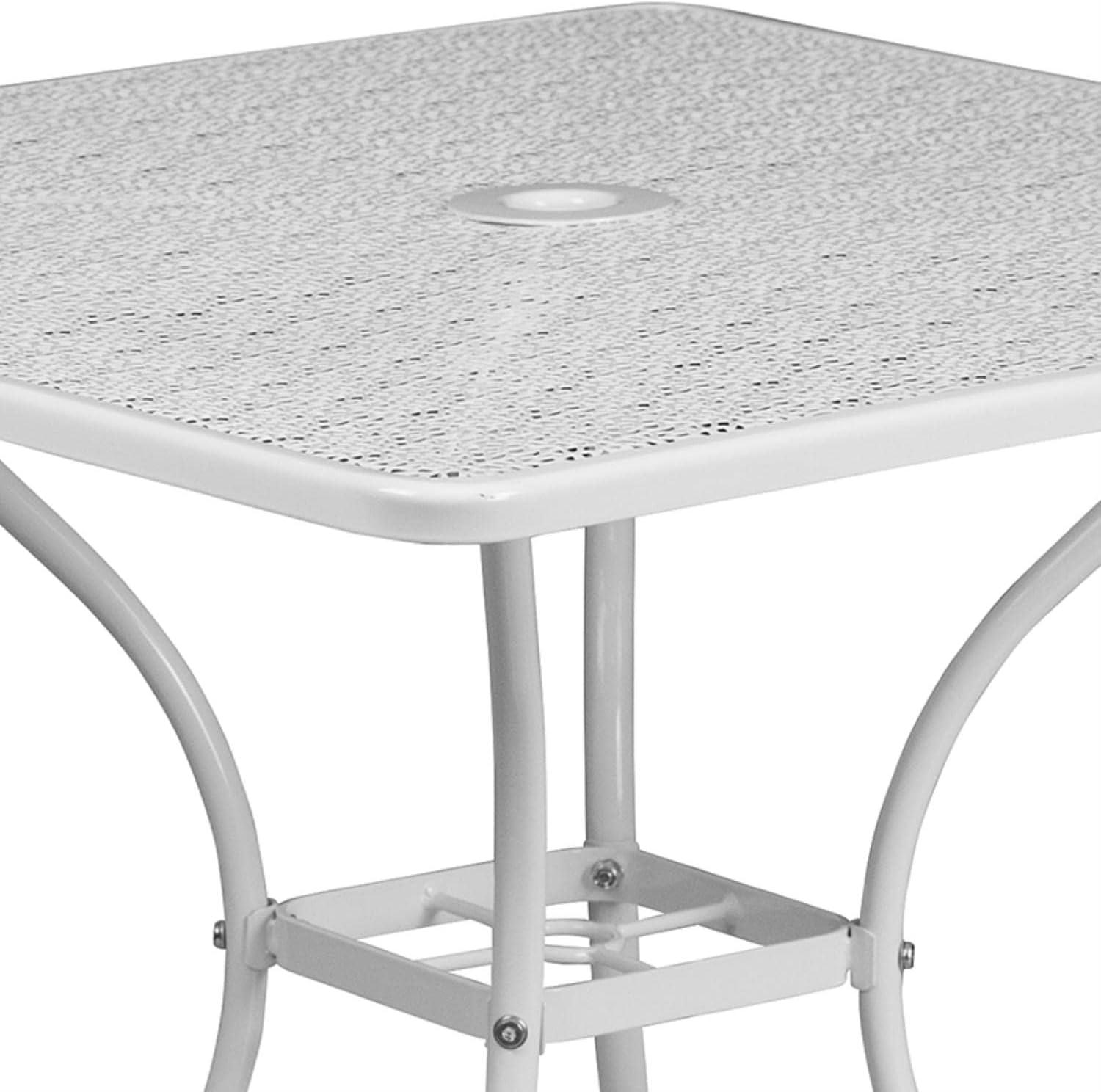 imageFlash Furniture Oia Commercial Grade 355quot Square Black IndoorOutdoor Steel Patio Table with Umbrella HoleWhite