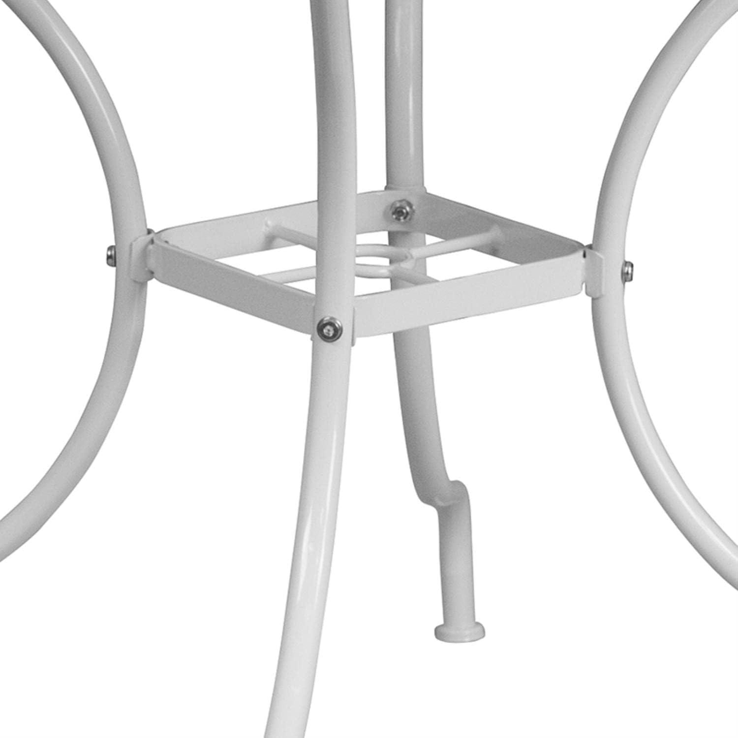 imageFlash Furniture Oia Commercial Grade 355quot Square Black IndoorOutdoor Steel Patio Table with Umbrella HoleWhite