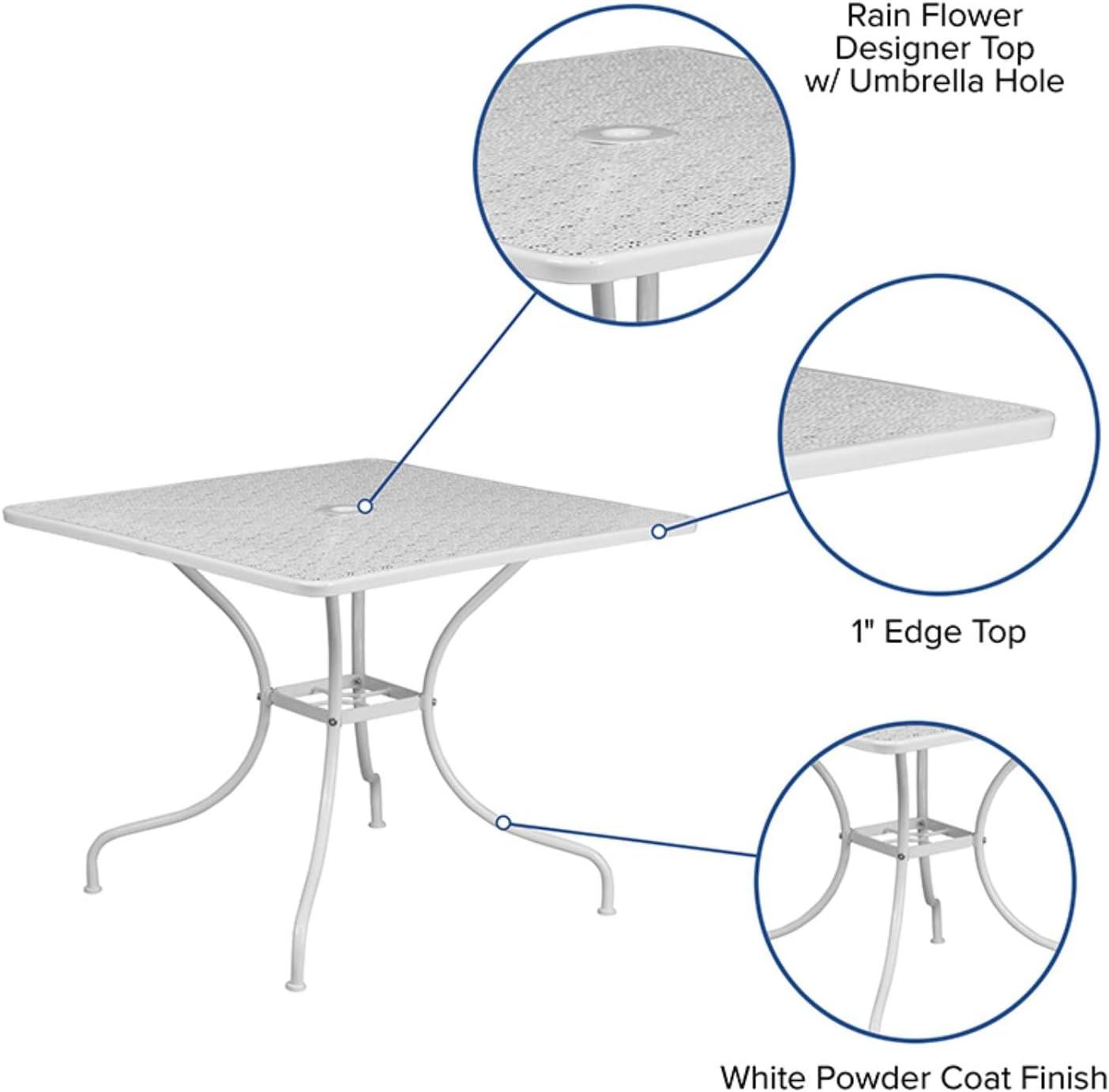 imageFlash Furniture Oia Commercial Grade 355quot Square Black IndoorOutdoor Steel Patio Table with Umbrella HoleWhite