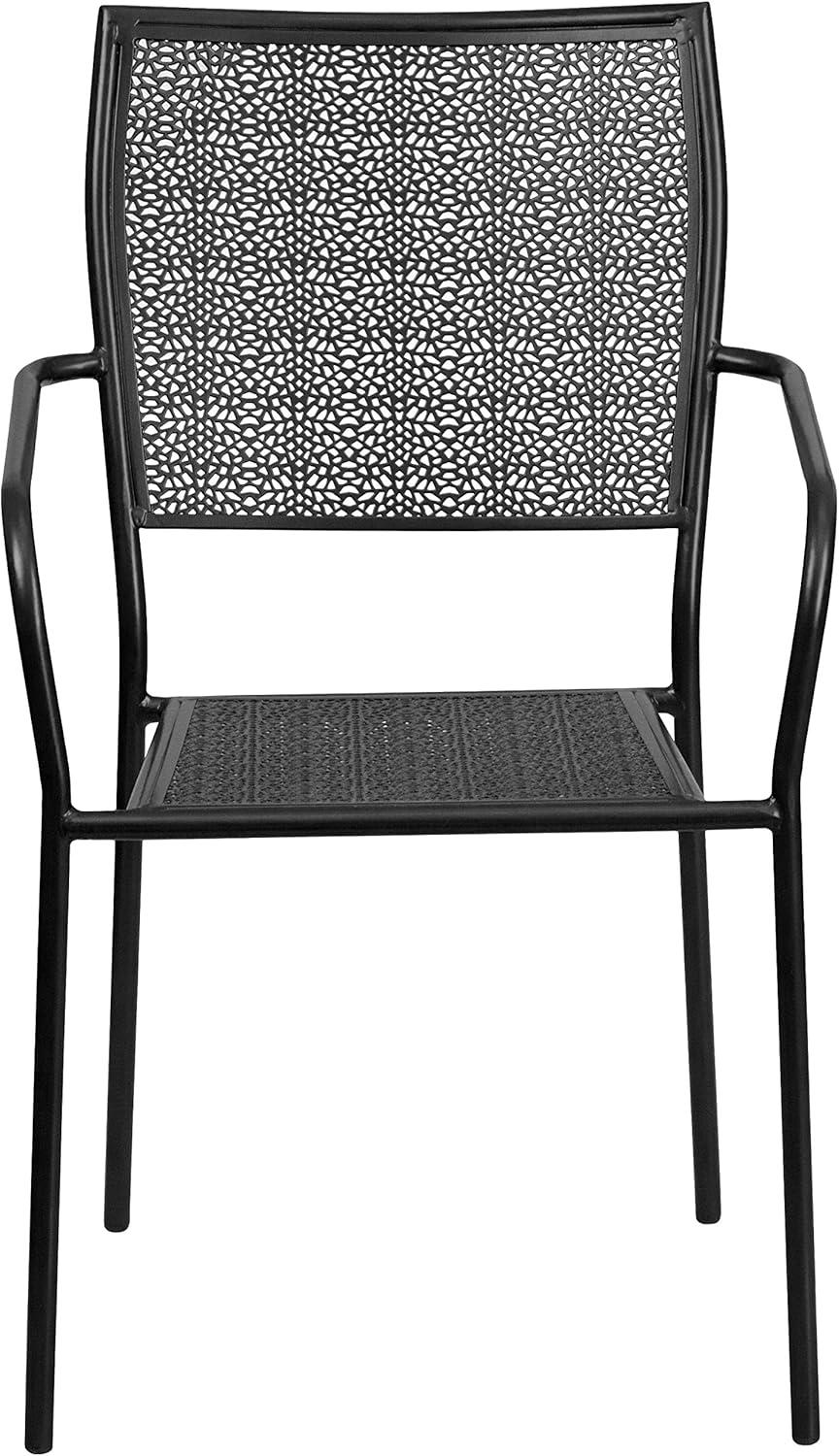 imageFlash Furniture Oia Commercial Grade 5 Pack Black IndoorOutdoor Steel Patio Arm Chair with Square BackBlack