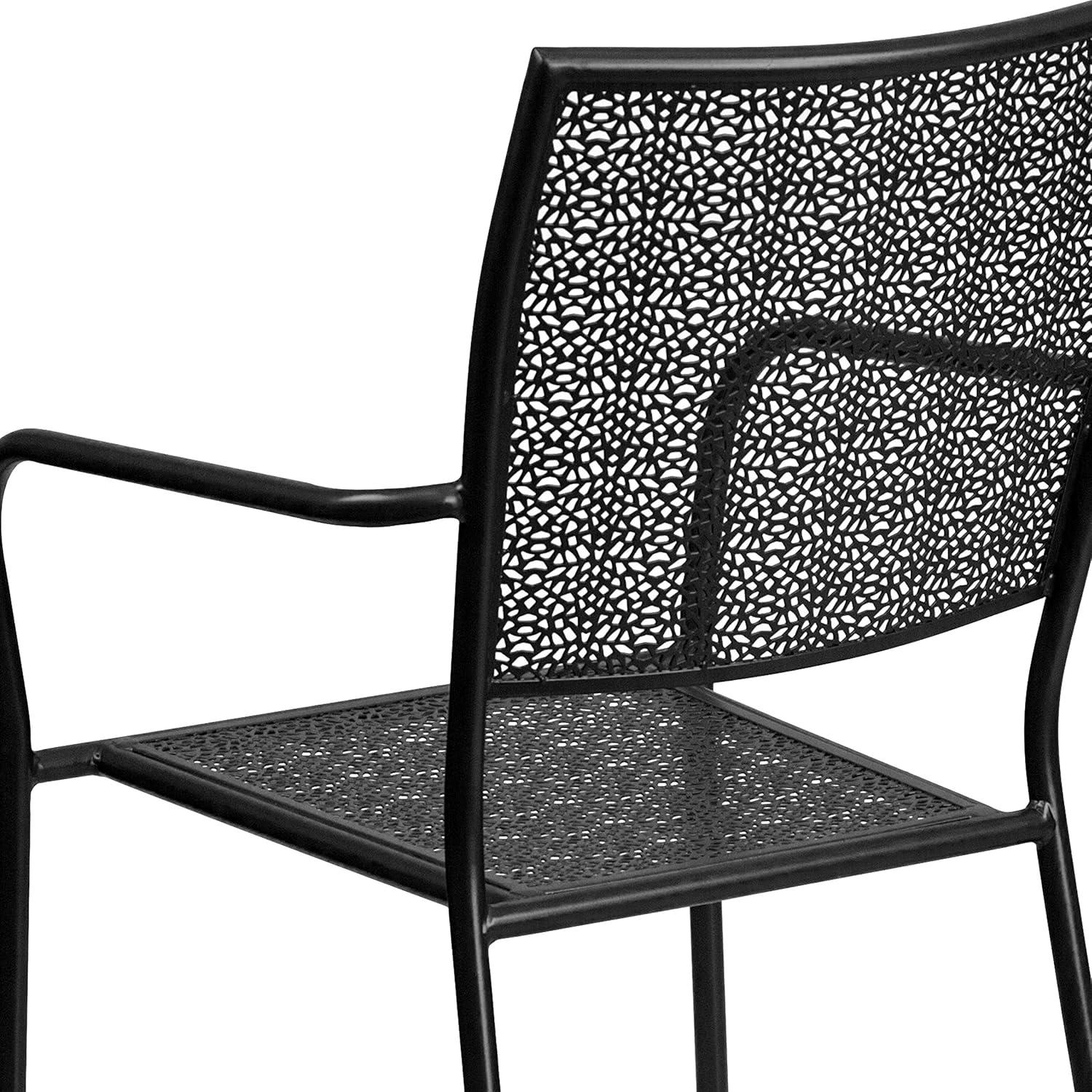 imageFlash Furniture Oia Commercial Grade 5 Pack Black IndoorOutdoor Steel Patio Arm Chair with Square BackBlack