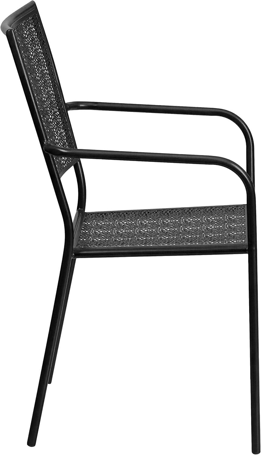 imageFlash Furniture Oia Commercial Grade 5 Pack Black IndoorOutdoor Steel Patio Arm Chair with Square BackBlack