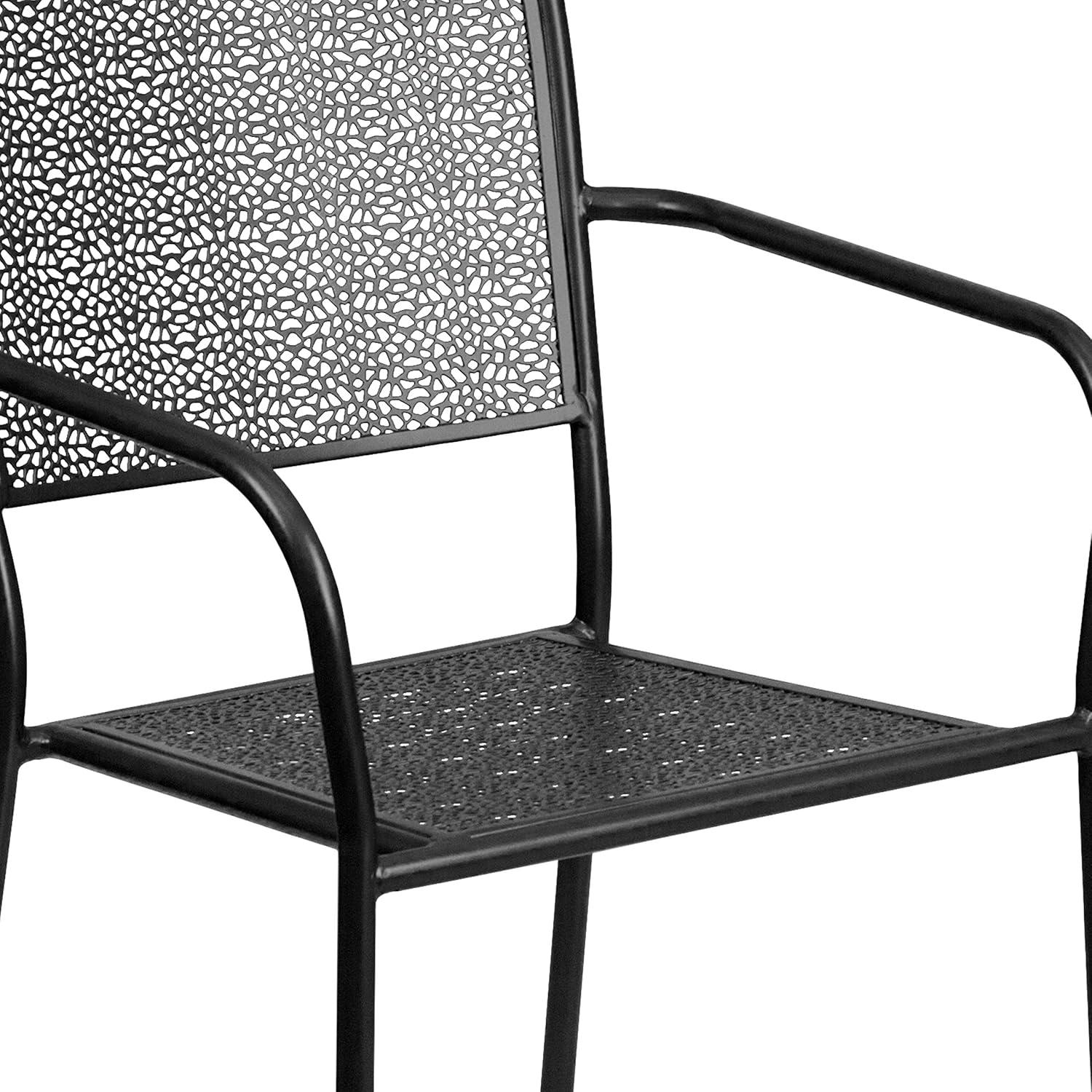 imageFlash Furniture Oia Commercial Grade 5 Pack Black IndoorOutdoor Steel Patio Arm Chair with Square BackBlack