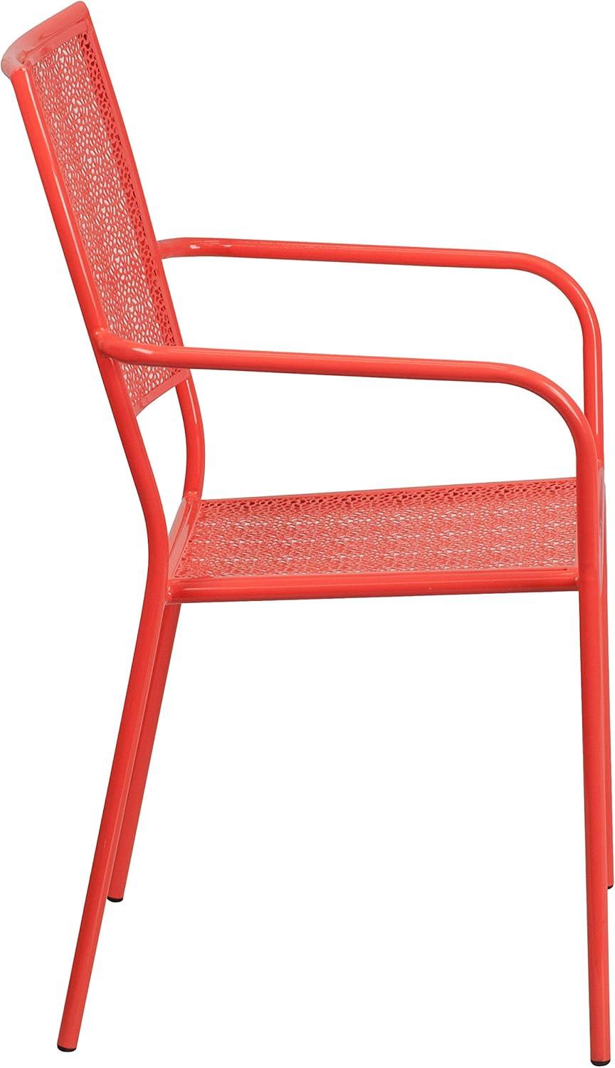 imageFlash Furniture Oia Commercial Grade 5 Pack Black IndoorOutdoor Steel Patio Arm Chair with Square BackCoral