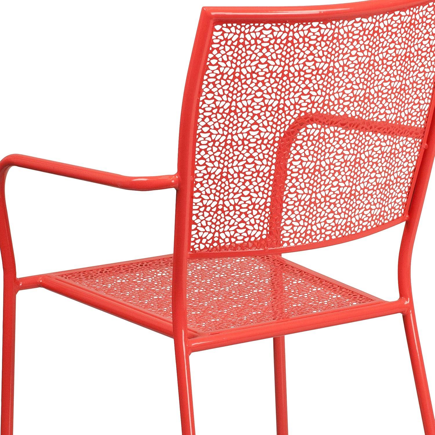 imageFlash Furniture Oia Commercial Grade 5 Pack Black IndoorOutdoor Steel Patio Arm Chair with Square BackCoral