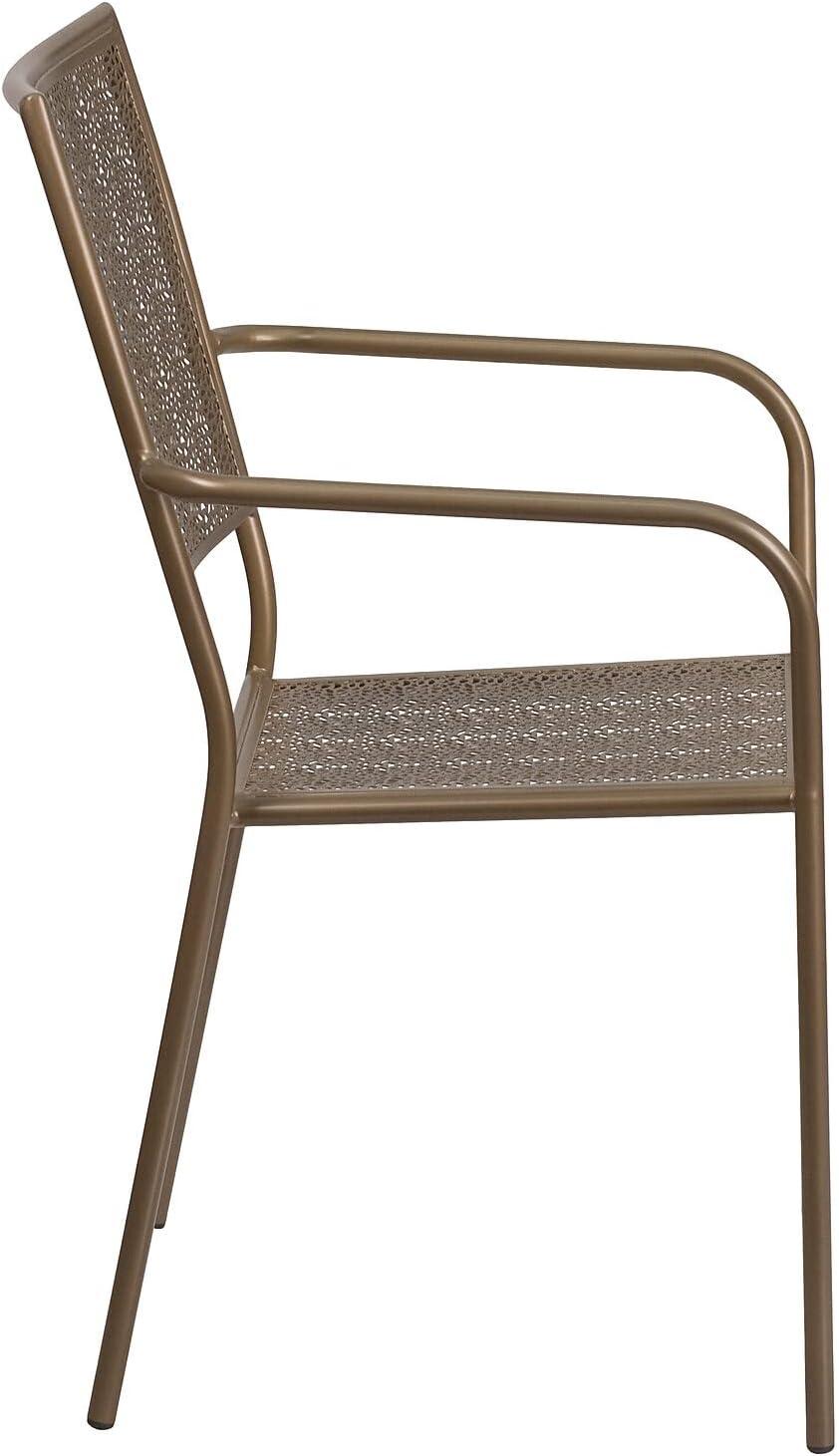 imageFlash Furniture Oia Commercial Grade 5 Pack Black IndoorOutdoor Steel Patio Arm Chair with Square BackGold