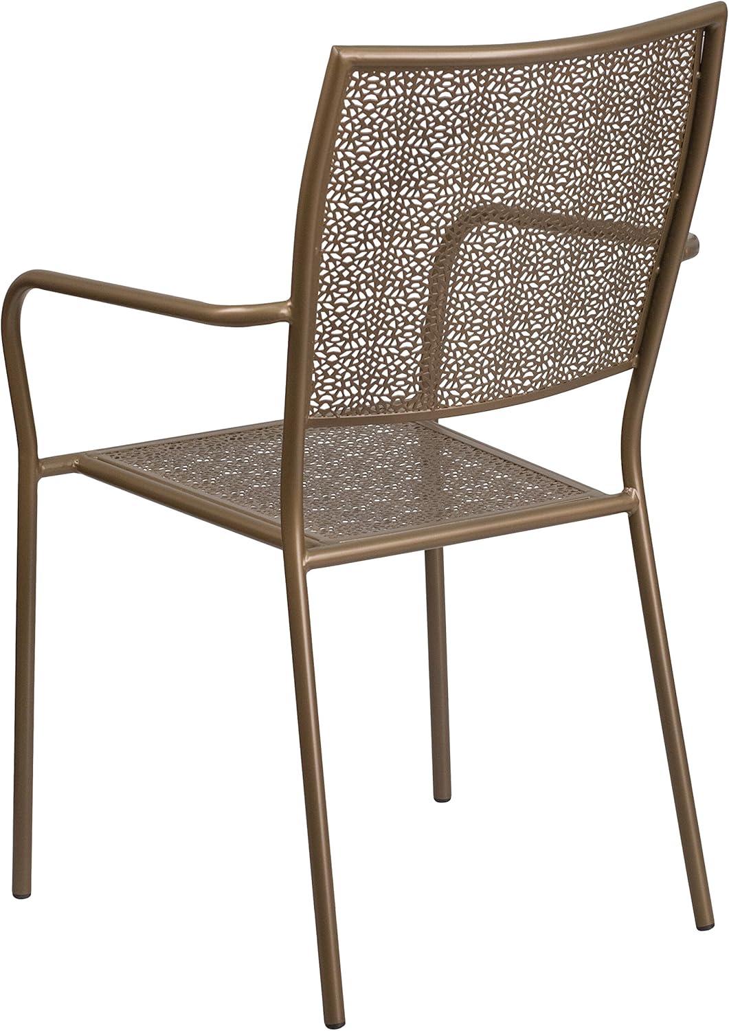 imageFlash Furniture Oia Commercial Grade 5 Pack Black IndoorOutdoor Steel Patio Arm Chair with Square BackGold