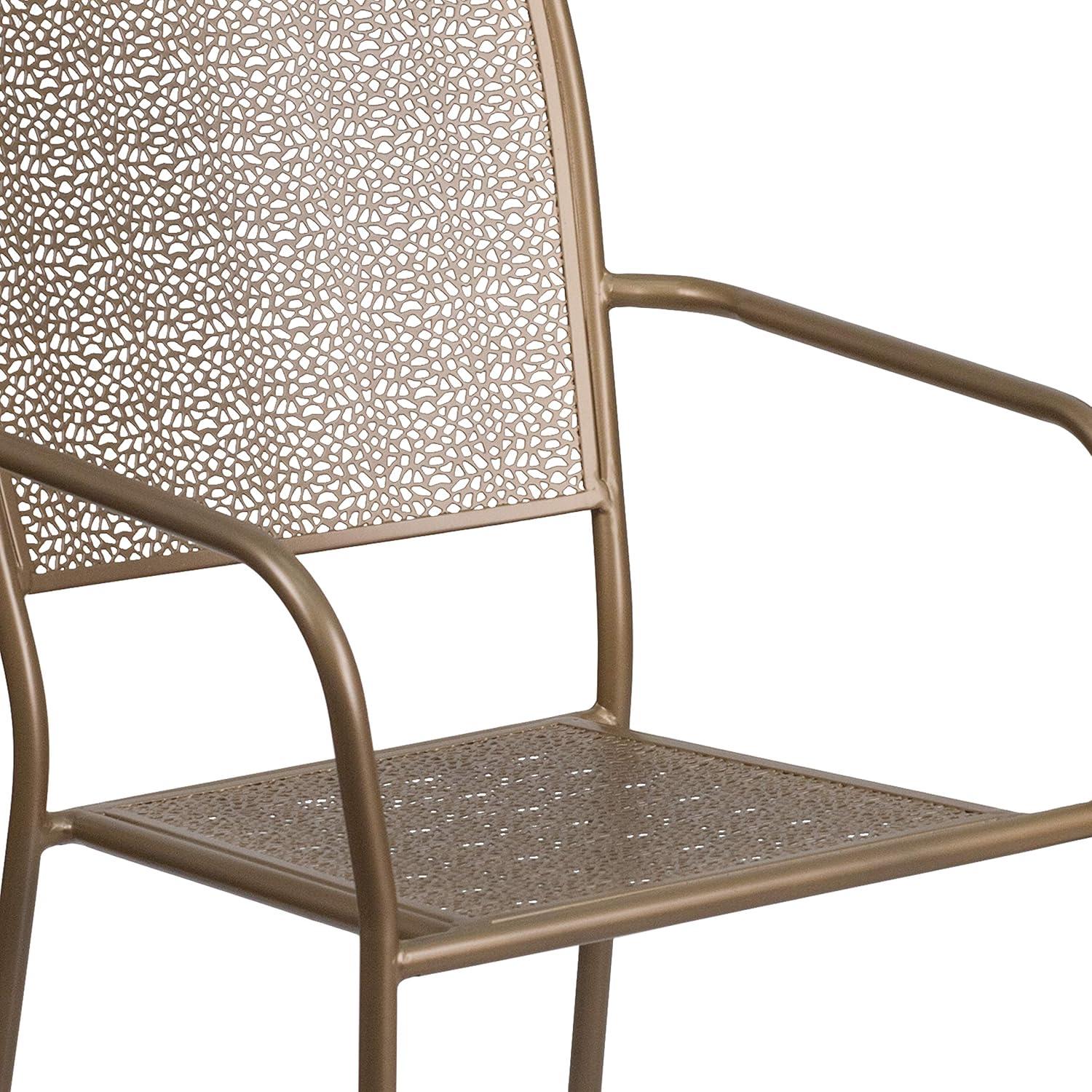 imageFlash Furniture Oia Commercial Grade 5 Pack Black IndoorOutdoor Steel Patio Arm Chair with Square BackGold