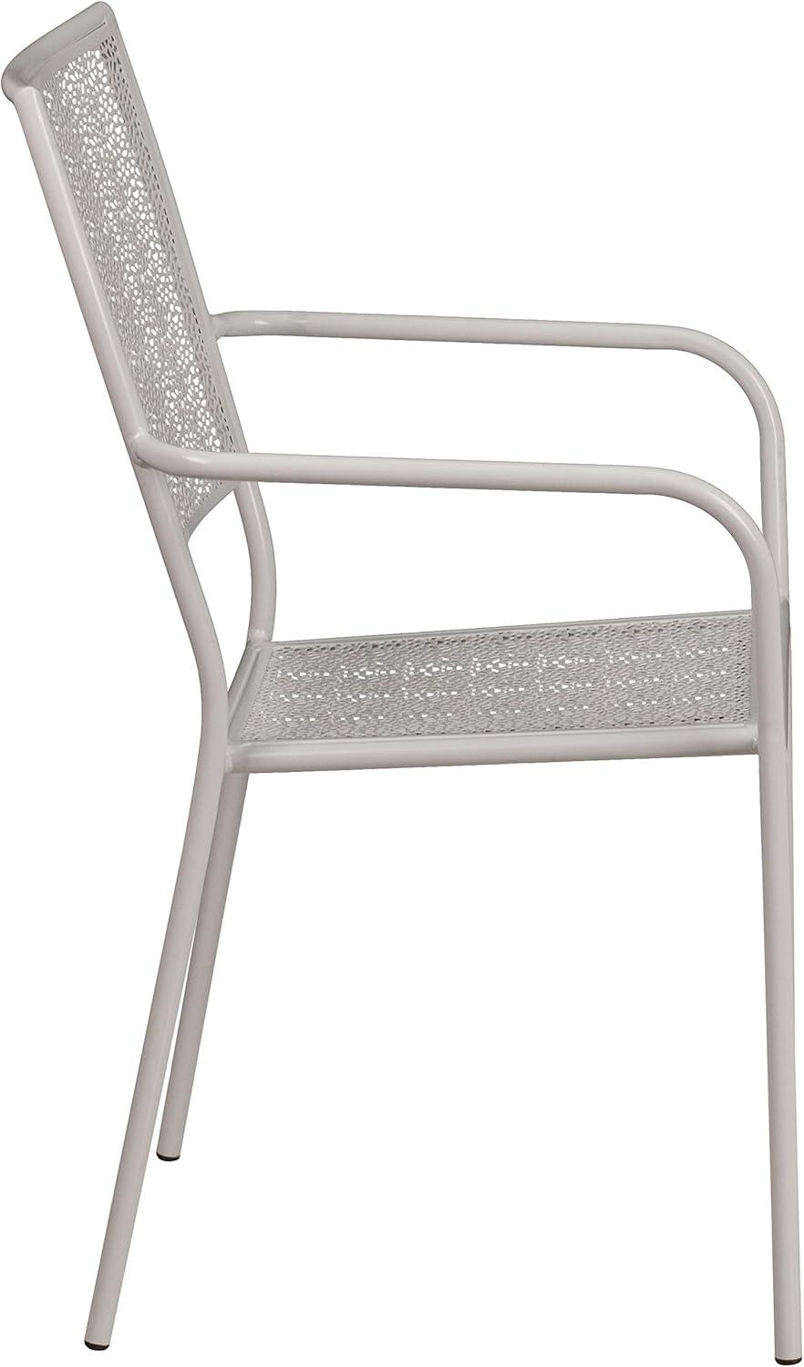 imageFlash Furniture Oia Commercial Grade 5 Pack Black IndoorOutdoor Steel Patio Arm Chair with Square BackLight Gray
