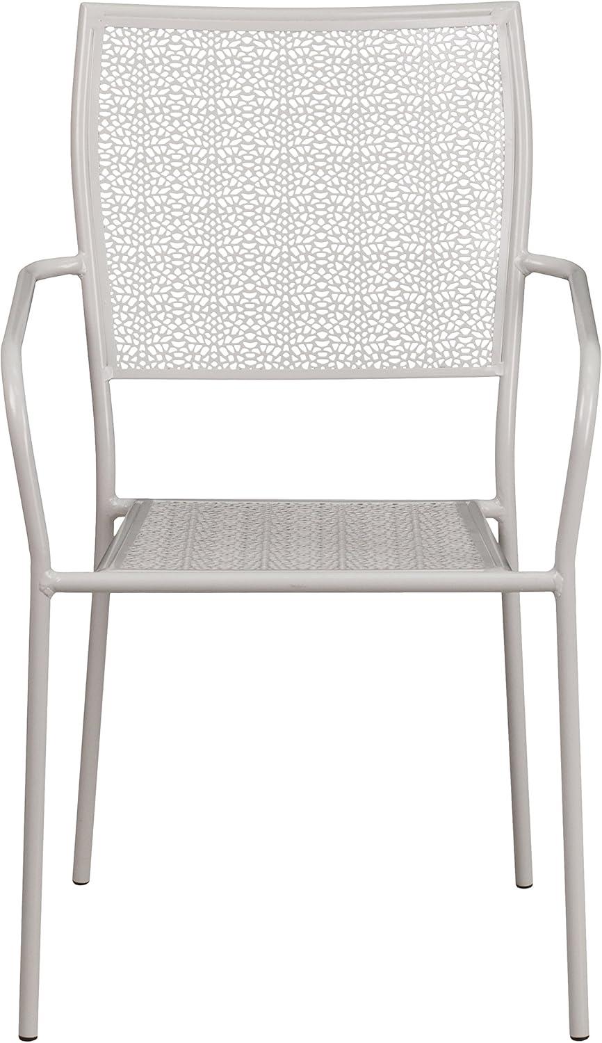 imageFlash Furniture Oia Commercial Grade 5 Pack Black IndoorOutdoor Steel Patio Arm Chair with Square BackLight Gray