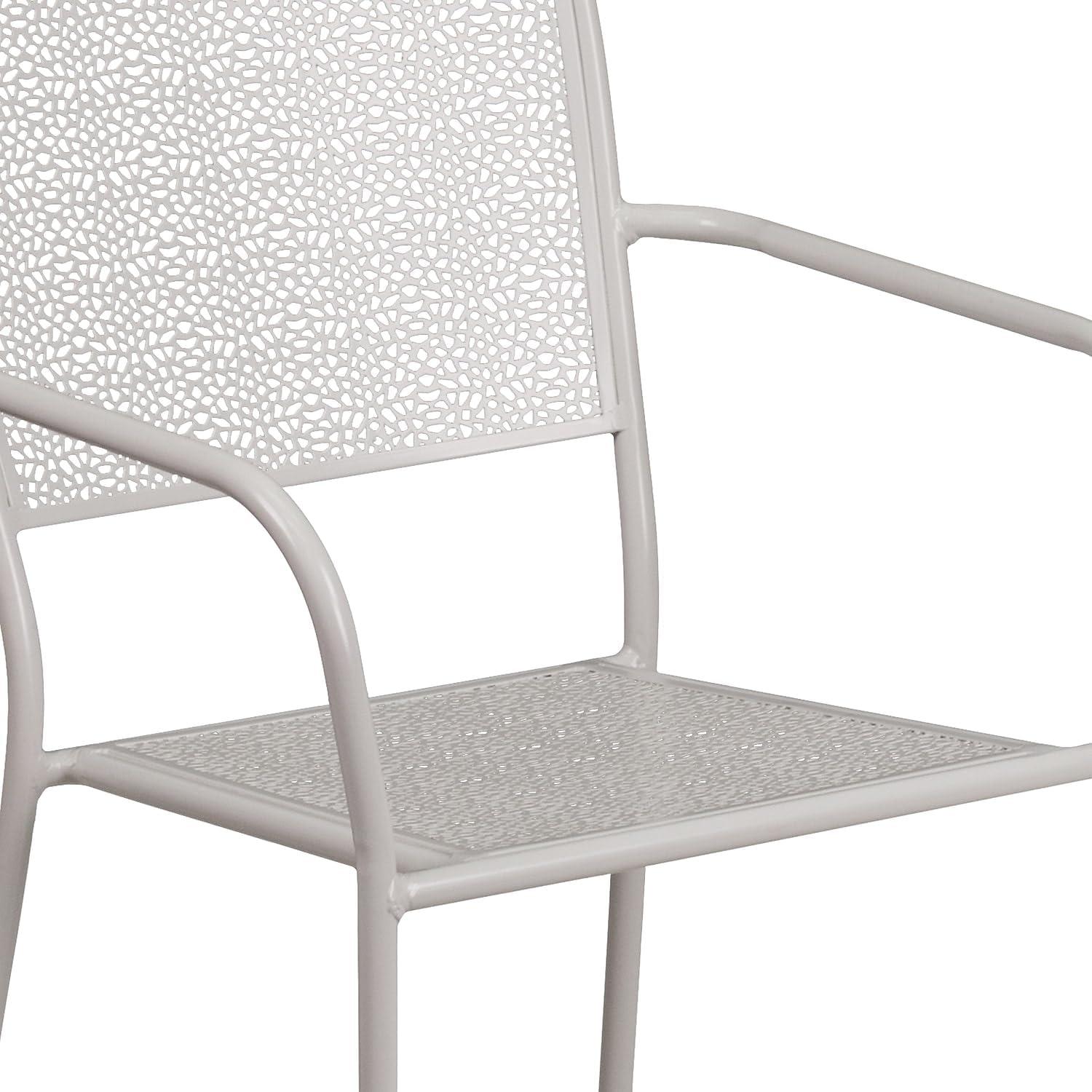imageFlash Furniture Oia Commercial Grade 5 Pack Black IndoorOutdoor Steel Patio Arm Chair with Square BackLight Gray