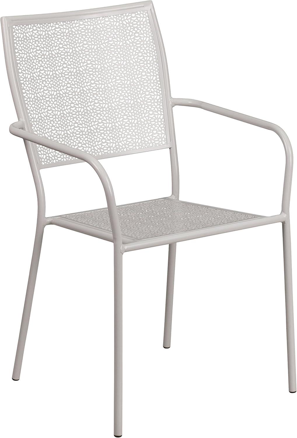 imageFlash Furniture Oia Commercial Grade 5 Pack Black IndoorOutdoor Steel Patio Arm Chair with Square BackLight Gray