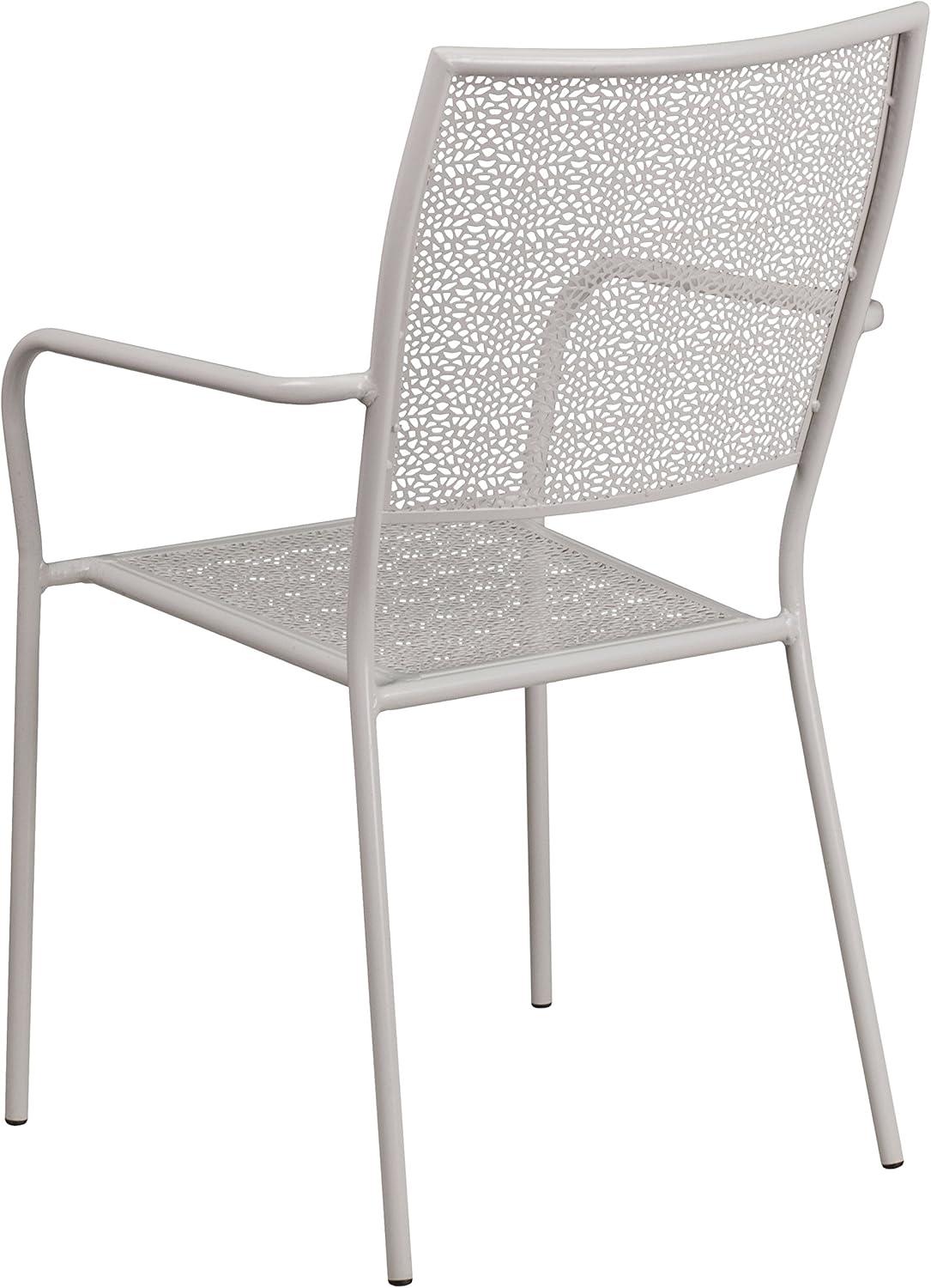 imageFlash Furniture Oia Commercial Grade 5 Pack Black IndoorOutdoor Steel Patio Arm Chair with Square BackLight Gray