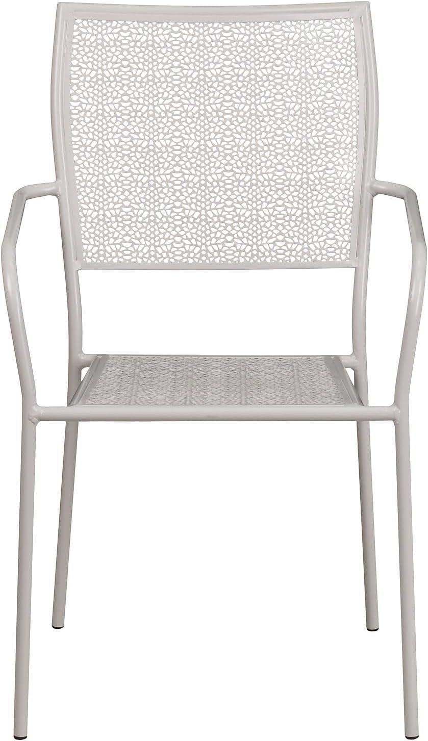 imageFlash Furniture Oia Commercial Grade 5 Pack Black IndoorOutdoor Steel Patio Arm Chair with Square BackLight Gray