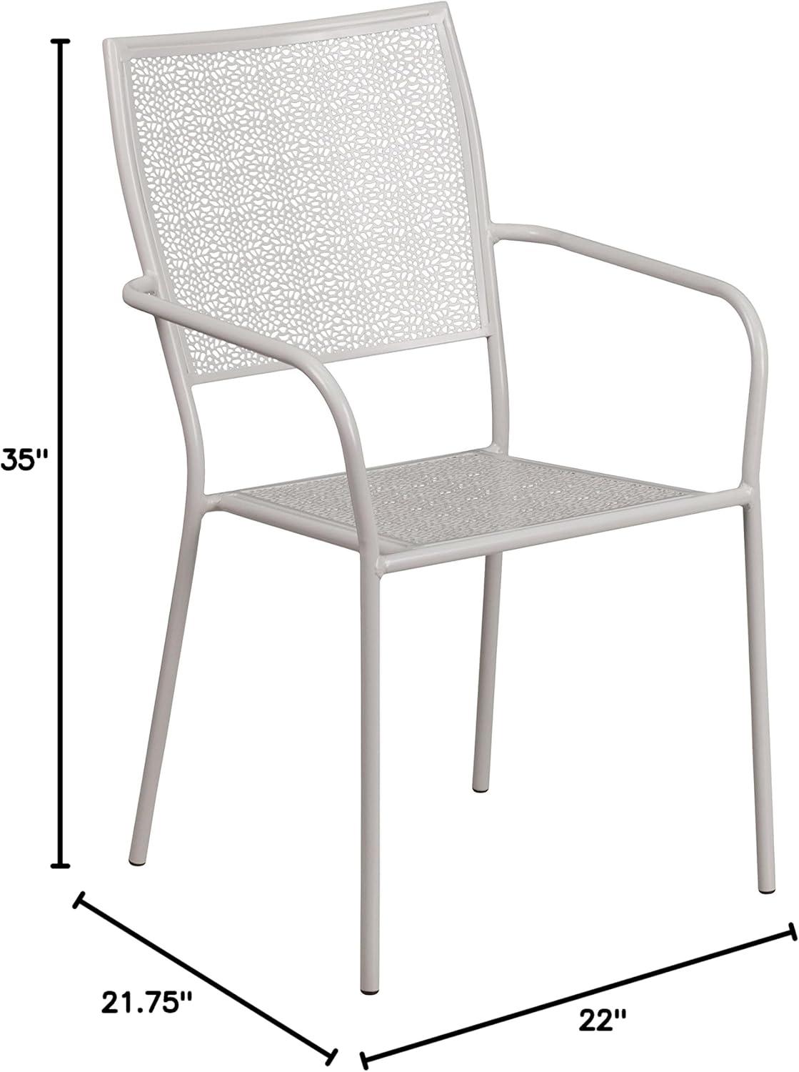 imageFlash Furniture Oia Commercial Grade 5 Pack Black IndoorOutdoor Steel Patio Arm Chair with Square BackLight Gray