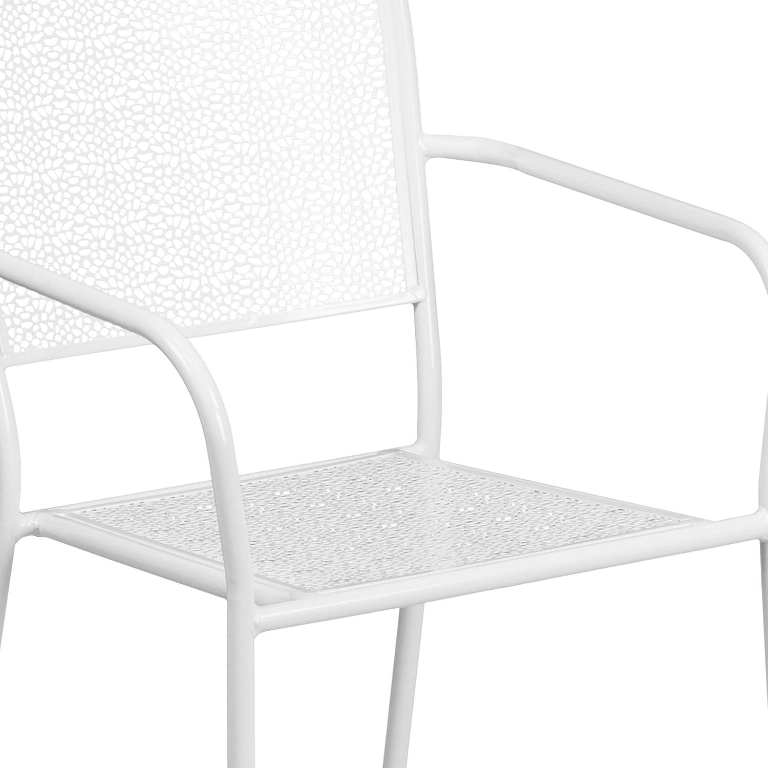 imageFlash Furniture Oia Commercial Grade 5 Pack Black IndoorOutdoor Steel Patio Arm Chair with Square BackWhite
