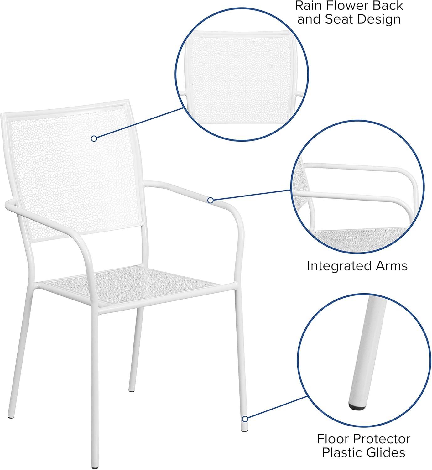 imageFlash Furniture Oia Commercial Grade 5 Pack Black IndoorOutdoor Steel Patio Arm Chair with Square BackWhite