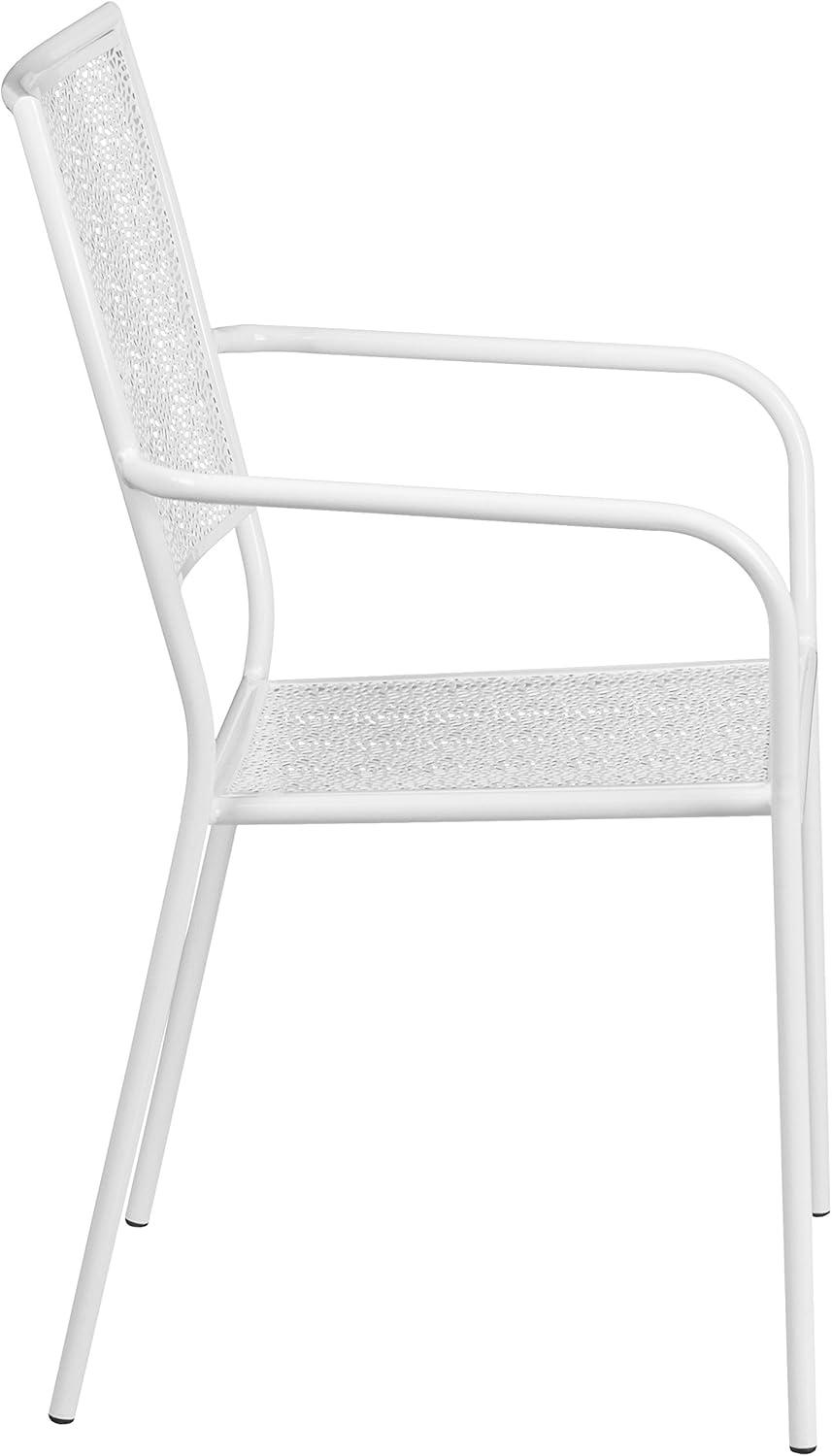 imageFlash Furniture Oia Commercial Grade 5 Pack Black IndoorOutdoor Steel Patio Arm Chair with Square BackWhite