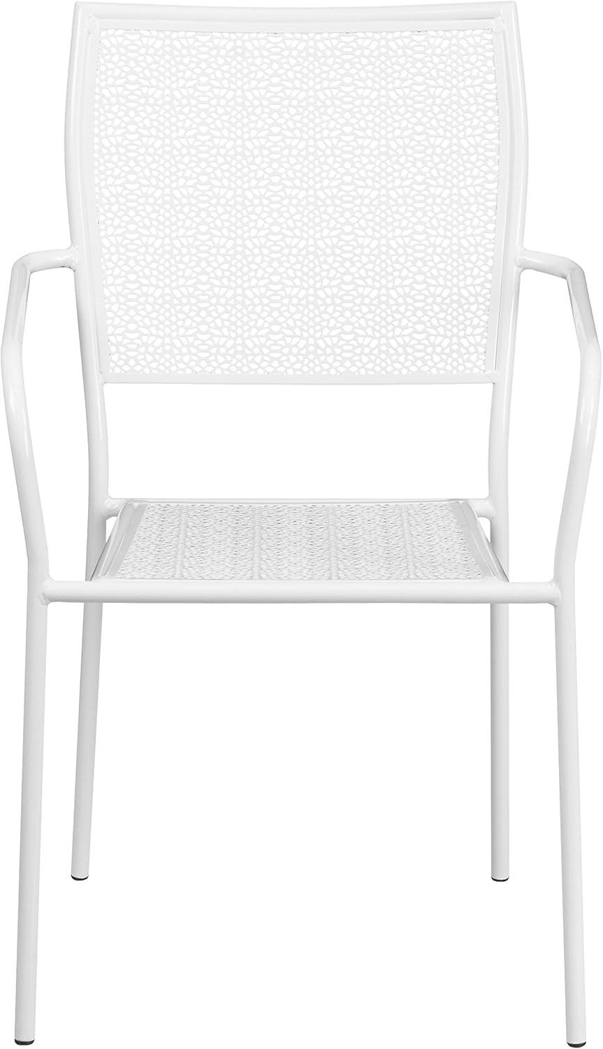 imageFlash Furniture Oia Commercial Grade 5 Pack Black IndoorOutdoor Steel Patio Arm Chair with Square BackWhite