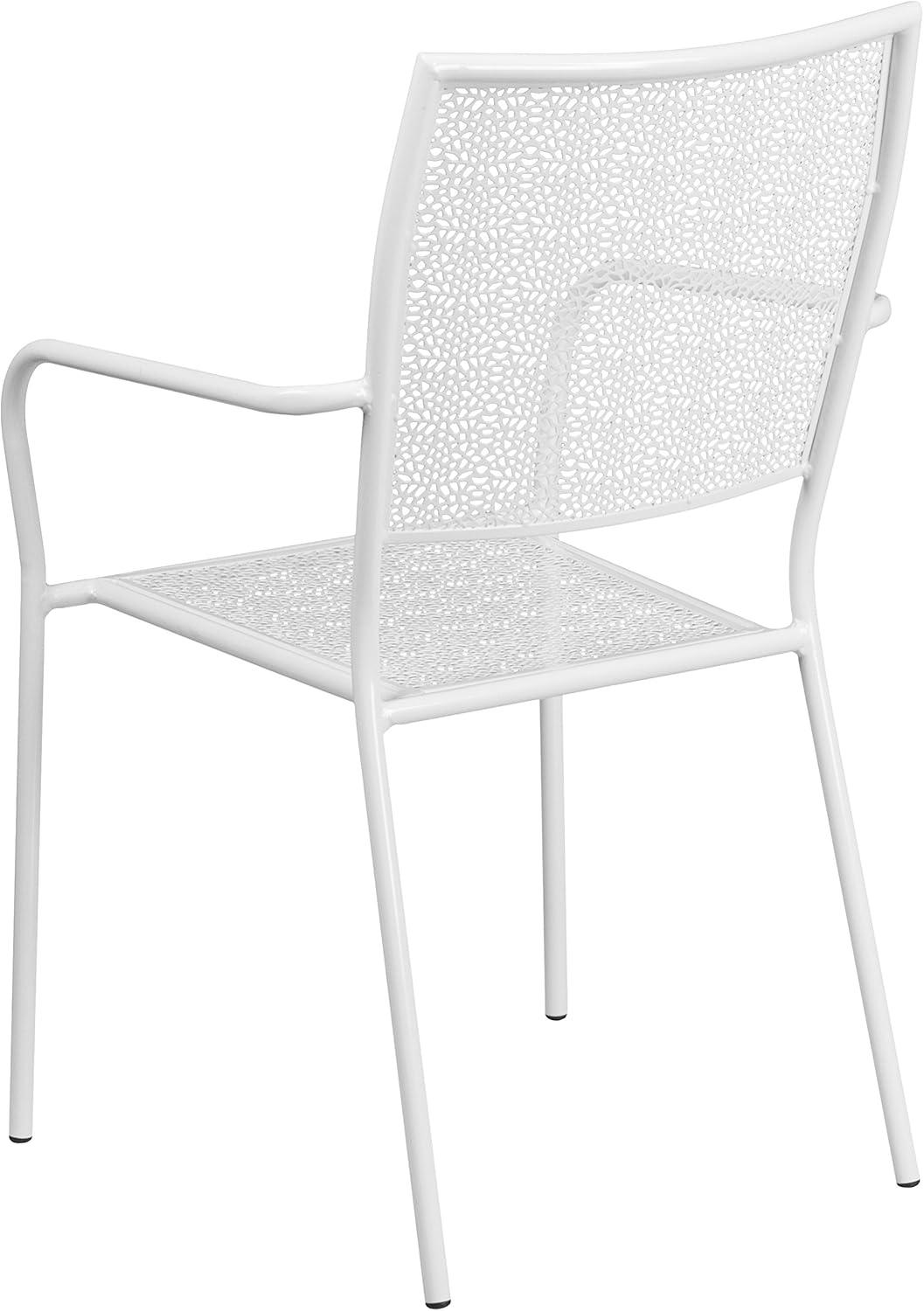 imageFlash Furniture Oia Commercial Grade 5 Pack Black IndoorOutdoor Steel Patio Arm Chair with Square BackWhite