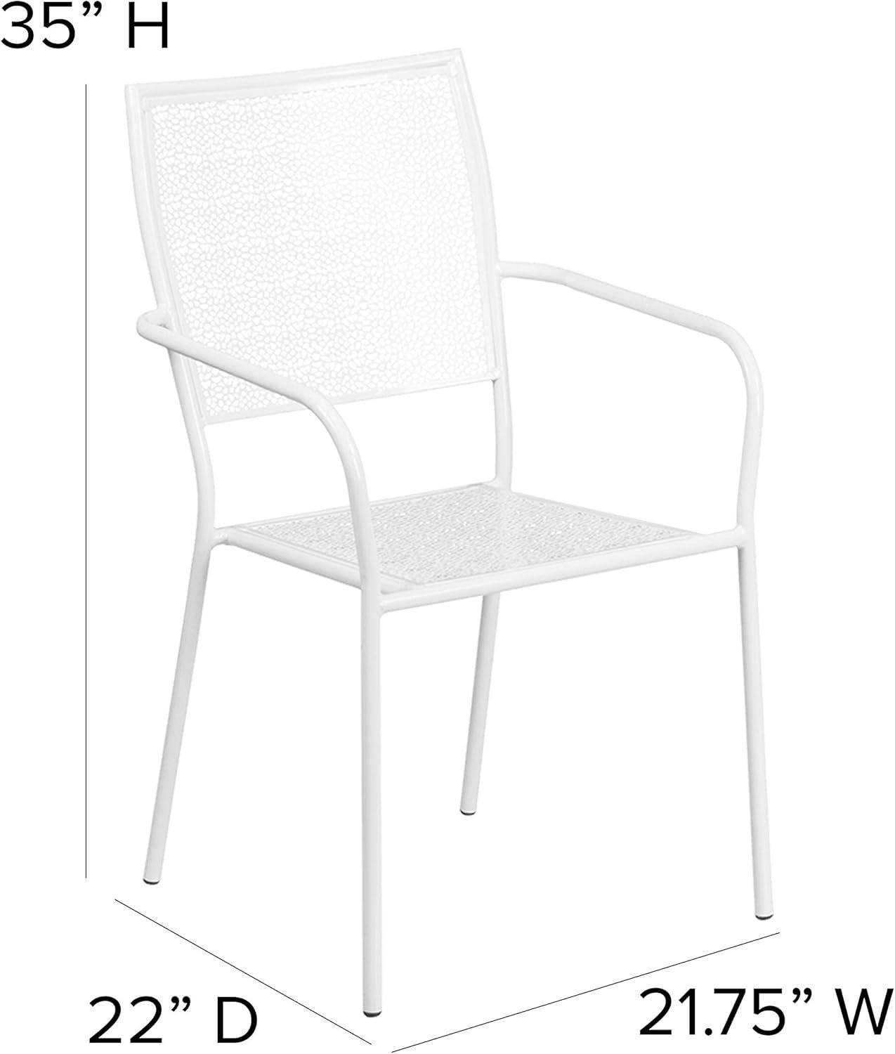 imageFlash Furniture Oia Commercial Grade 5 Pack Black IndoorOutdoor Steel Patio Arm Chair with Square BackWhite