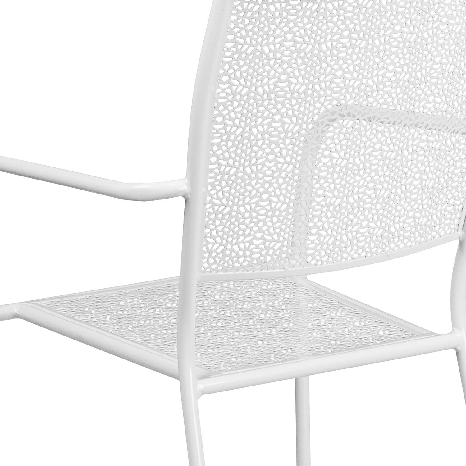 imageFlash Furniture Oia Commercial Grade 5 Pack Black IndoorOutdoor Steel Patio Arm Chair with Square BackWhite