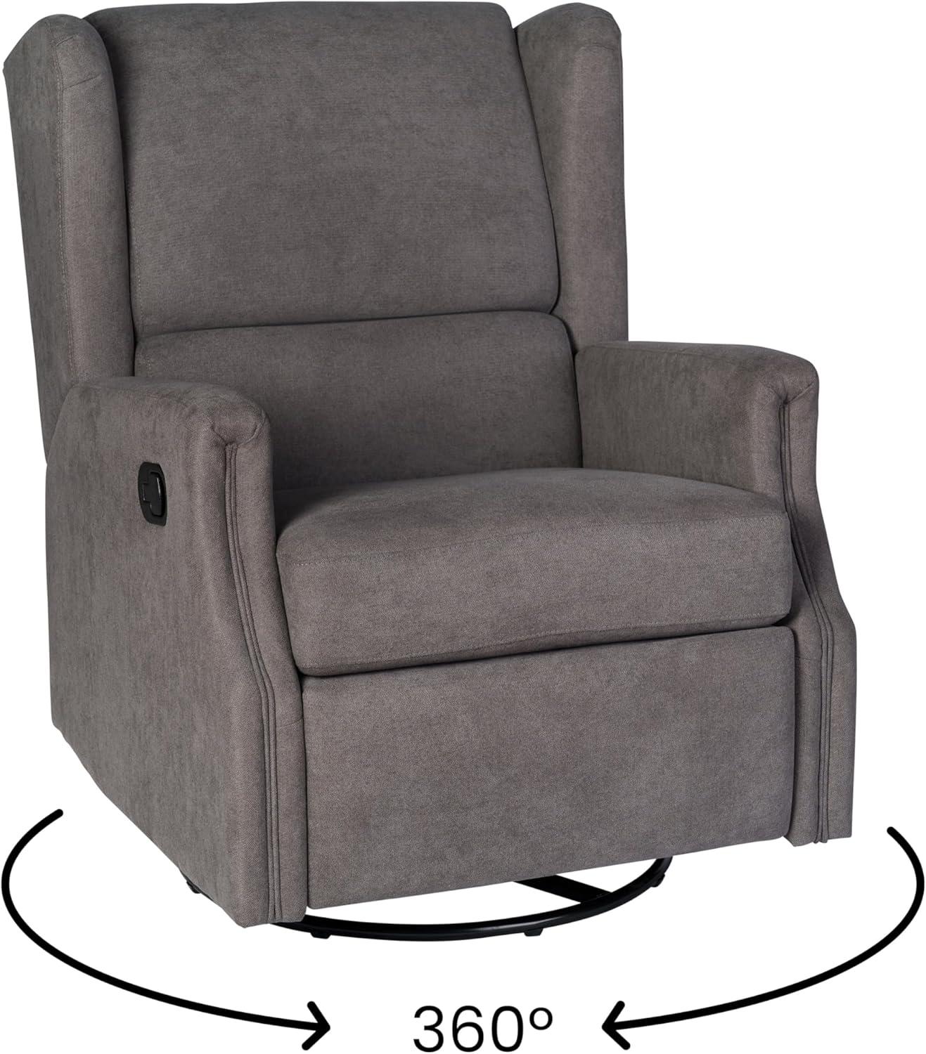 imageFlash Furniture Omma Swivel Glider Rocking Recliner Manual Wingback Recliner with 360 Degree Swivel for Living Room Bedroom or Nursery Upholstered CreamDark Gray