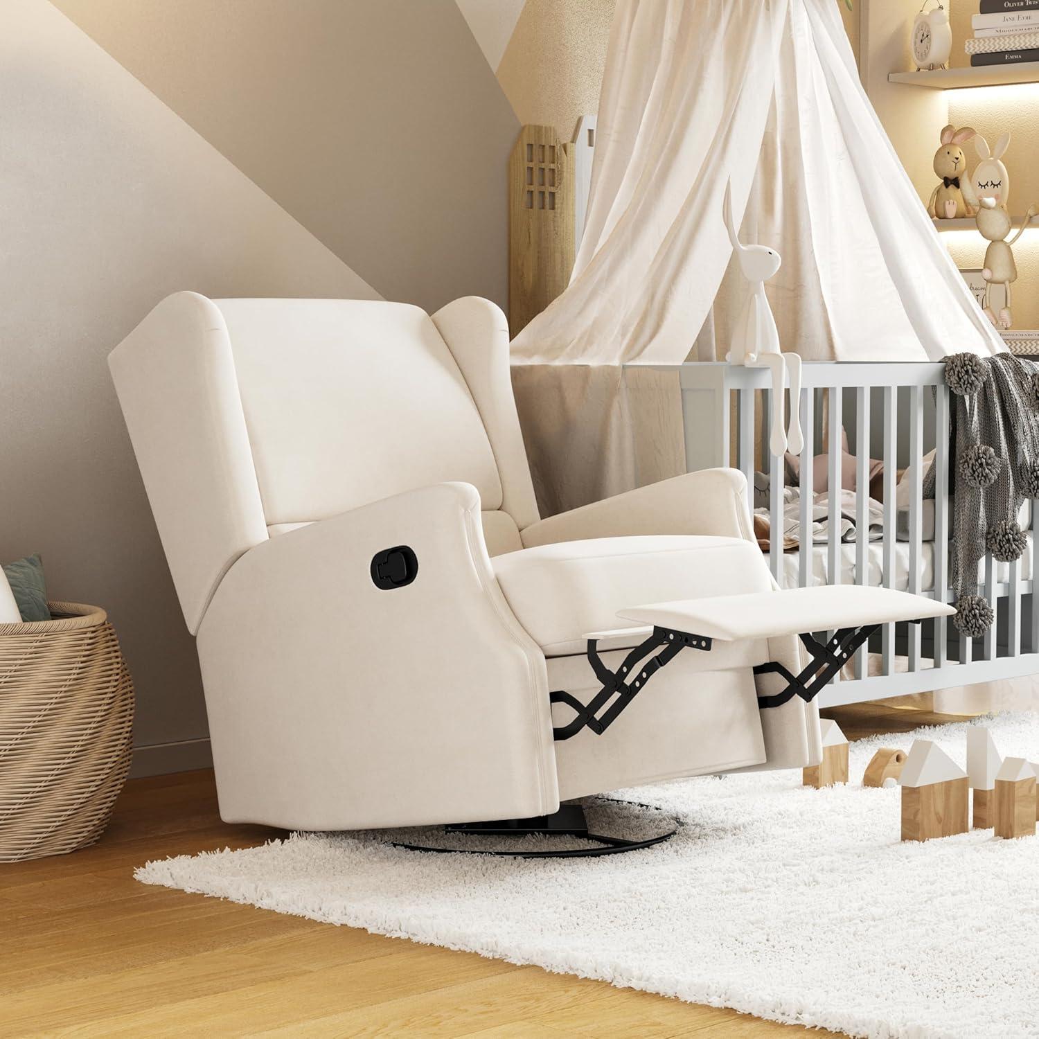 imageFlash Furniture Omma Swivel Glider Rocking Recliner Manual Wingback Recliner with 360 Degree Swivel for Living Room Bedroom or Nursery Upholstered CreamCream