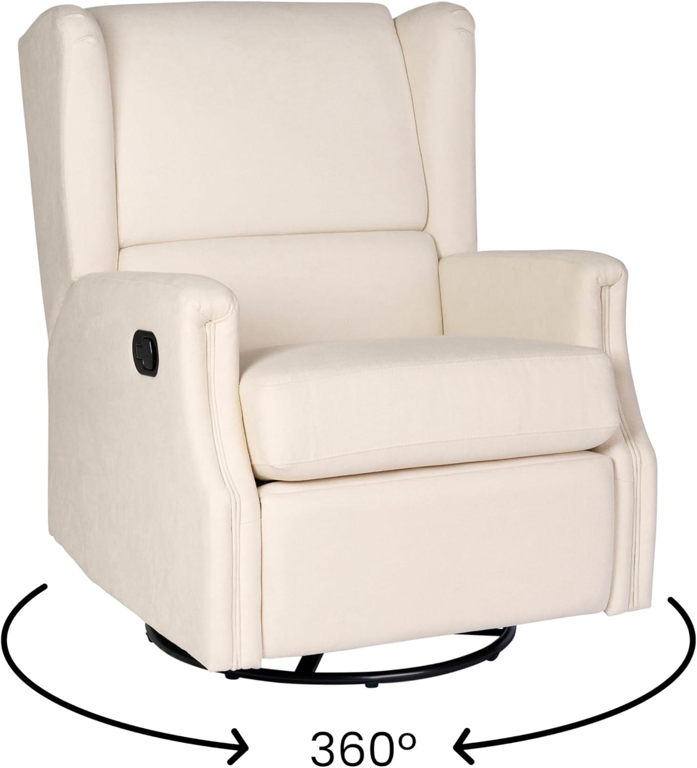 imageFlash Furniture Omma Swivel Glider Rocking Recliner Manual Wingback Recliner with 360 Degree Swivel for Living Room Bedroom or Nursery Upholstered CreamCream