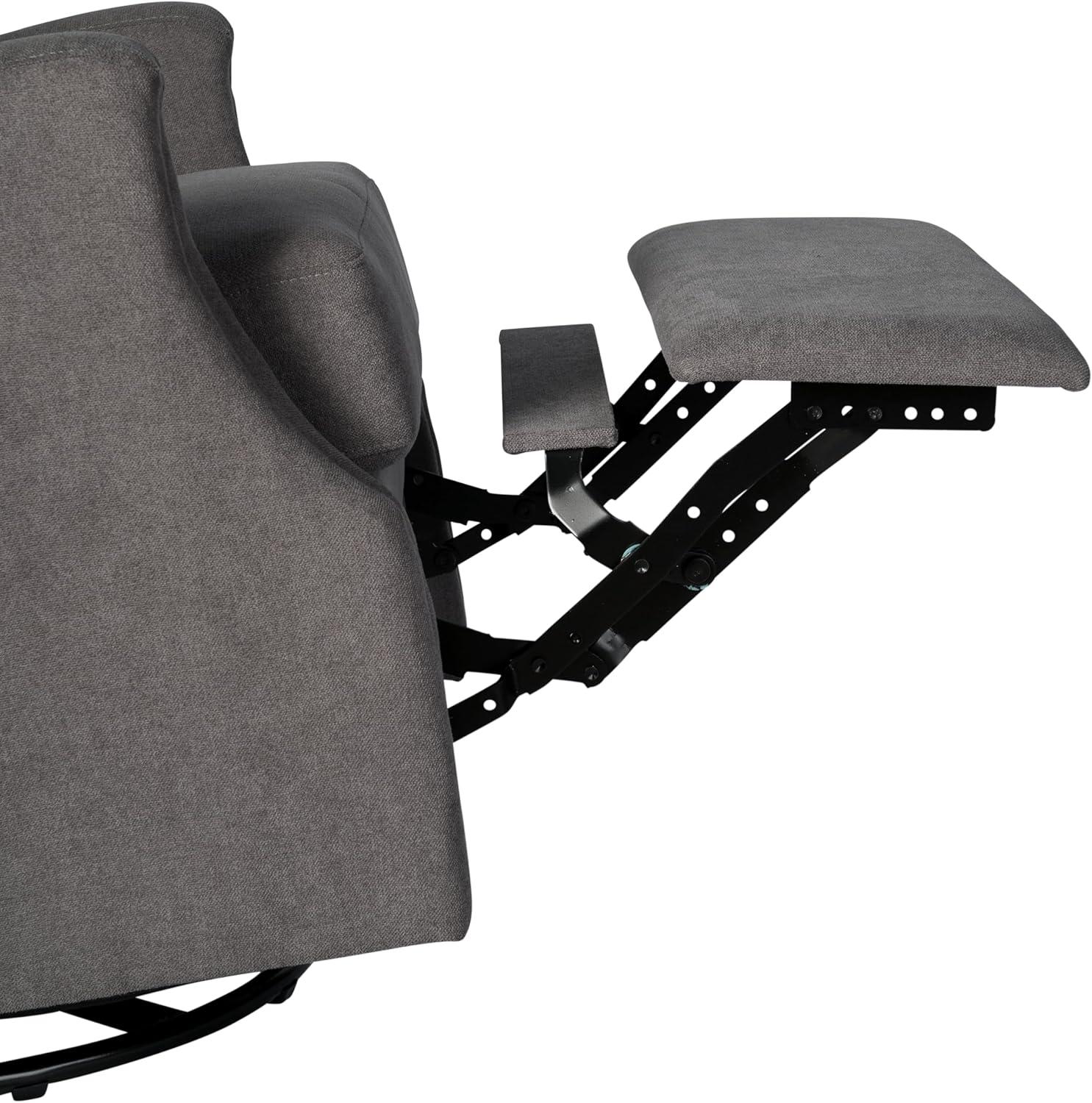 imageFlash Furniture Omma Swivel Glider Rocking Recliner Manual Wingback Recliner with 360 Degree Swivel for Living Room Bedroom or Nursery Upholstered CreamDark Gray