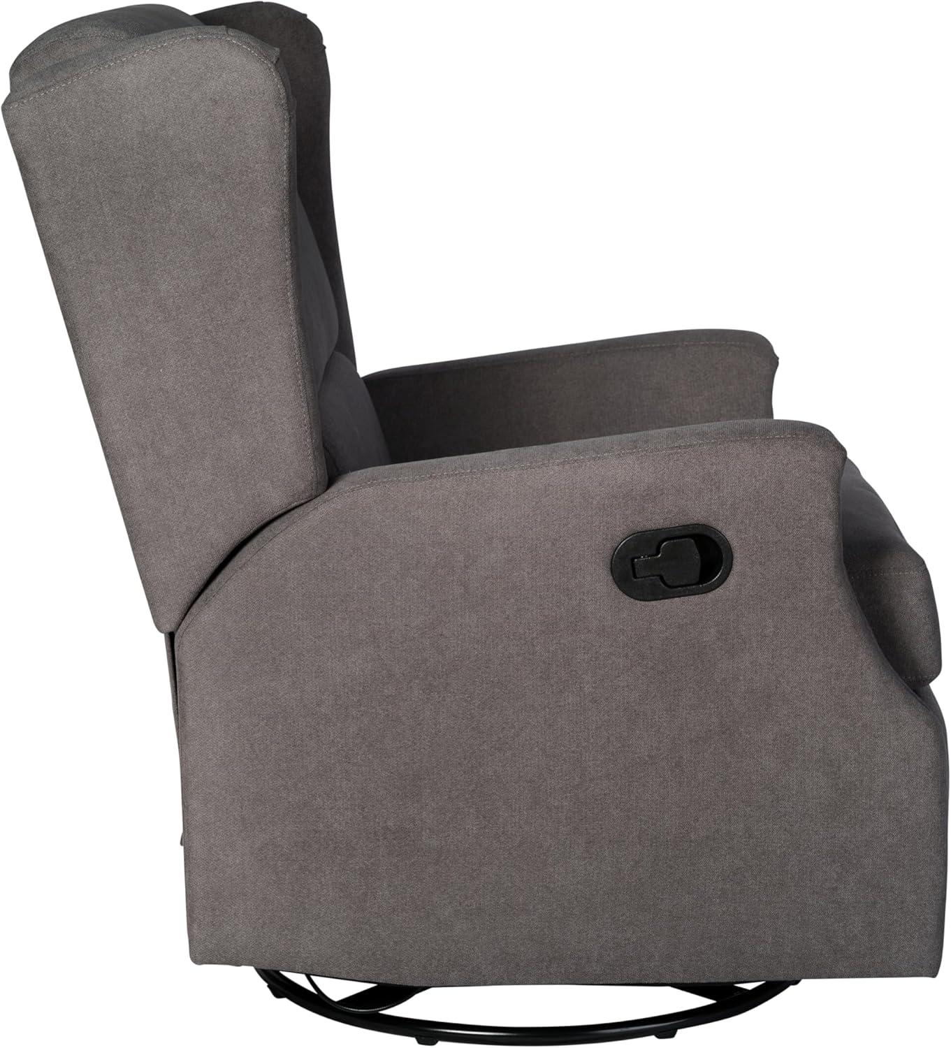 imageFlash Furniture Omma Swivel Glider Rocking Recliner Manual Wingback Recliner with 360 Degree Swivel for Living Room Bedroom or Nursery Upholstered CreamDark Gray