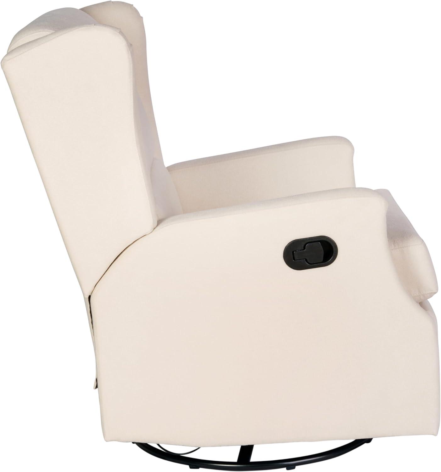 imageFlash Furniture Omma Swivel Glider Rocking Recliner Manual Wingback Recliner with 360 Degree Swivel for Living Room Bedroom or Nursery Upholstered CreamCream