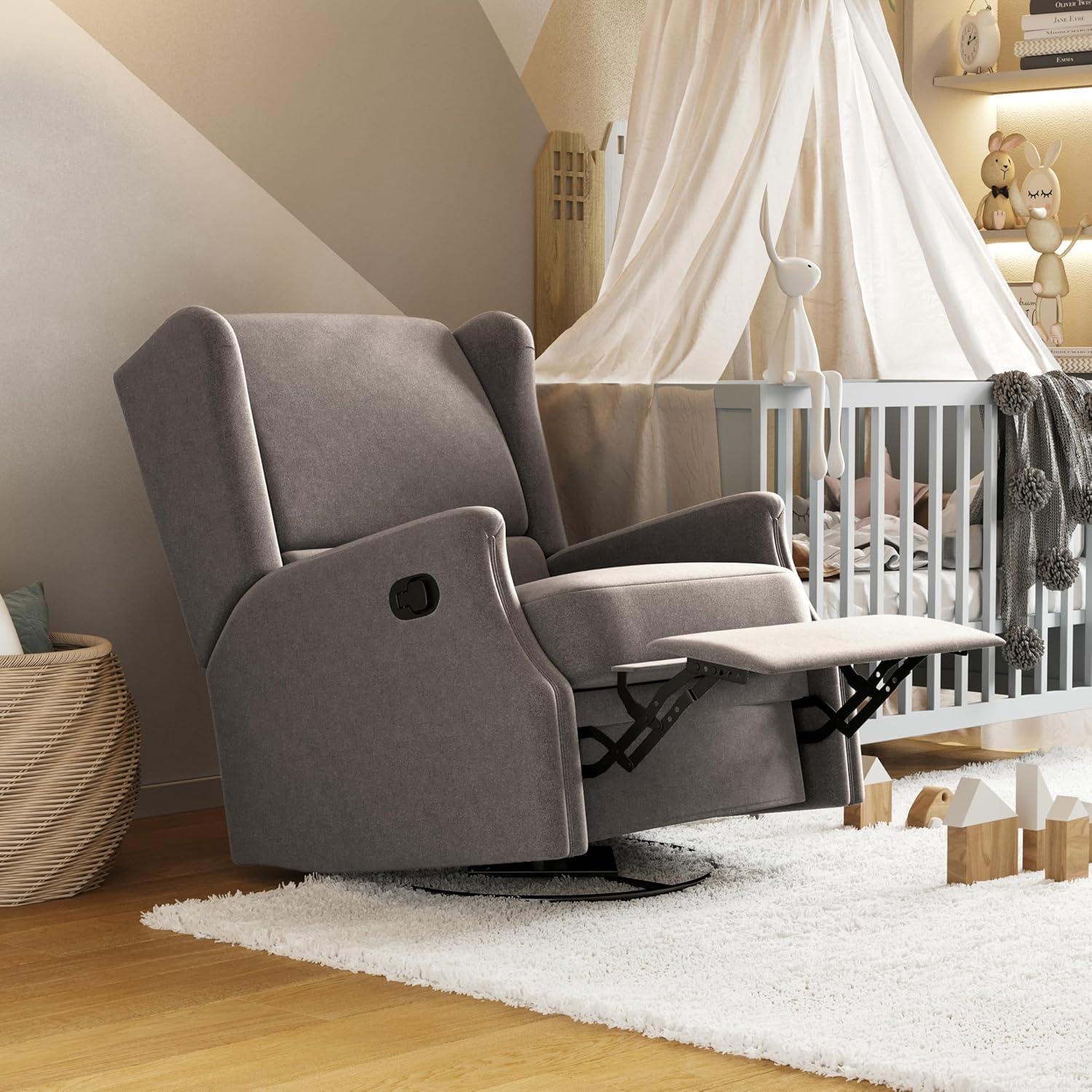 imageFlash Furniture Omma Swivel Glider Rocking Recliner Manual Wingback Recliner with 360 Degree Swivel for Living Room Bedroom or Nursery Upholstered CreamDark Gray