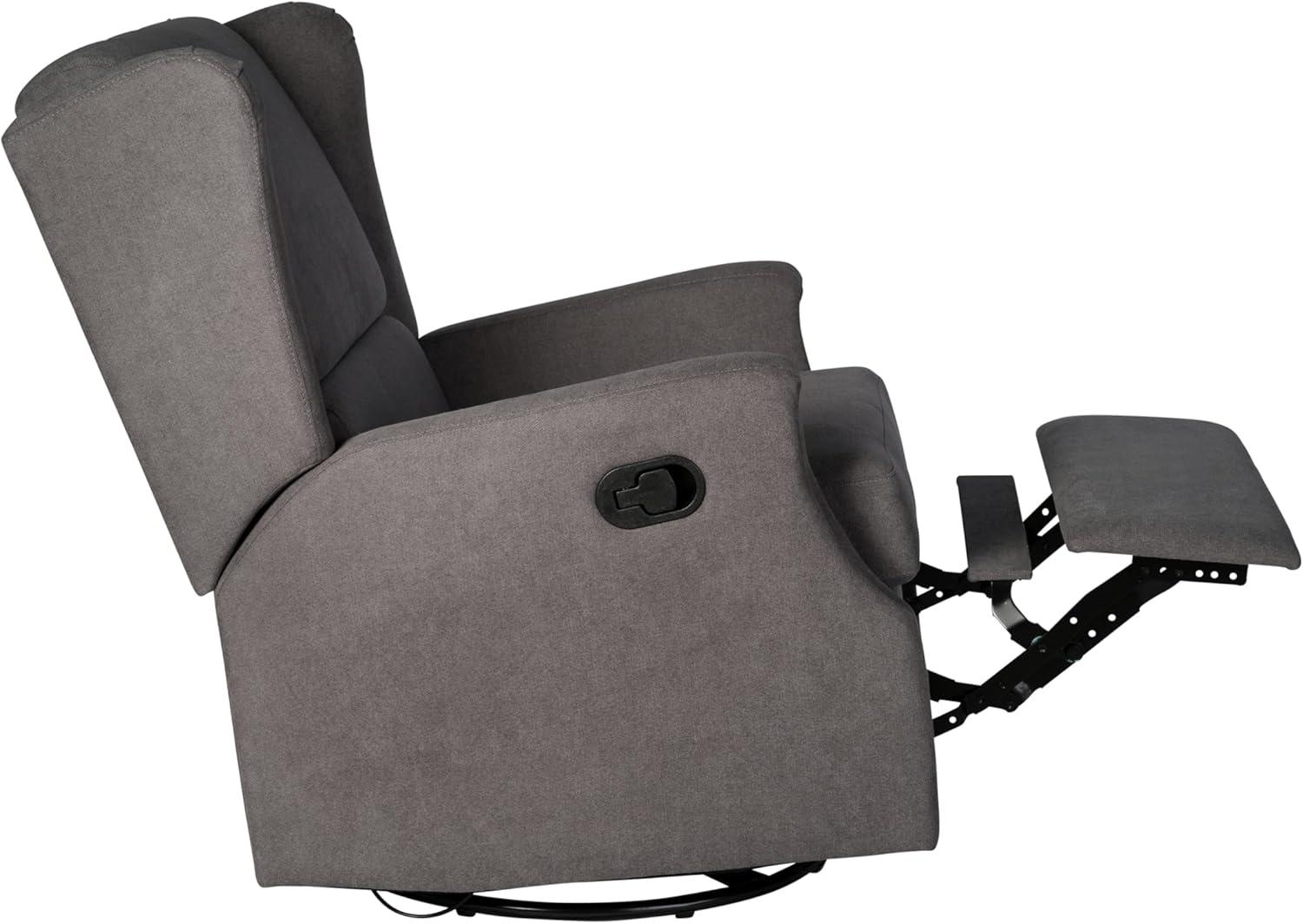 imageFlash Furniture Omma Swivel Glider Rocking Recliner Manual Wingback Recliner with 360 Degree Swivel for Living Room Bedroom or Nursery Upholstered CreamDark Gray