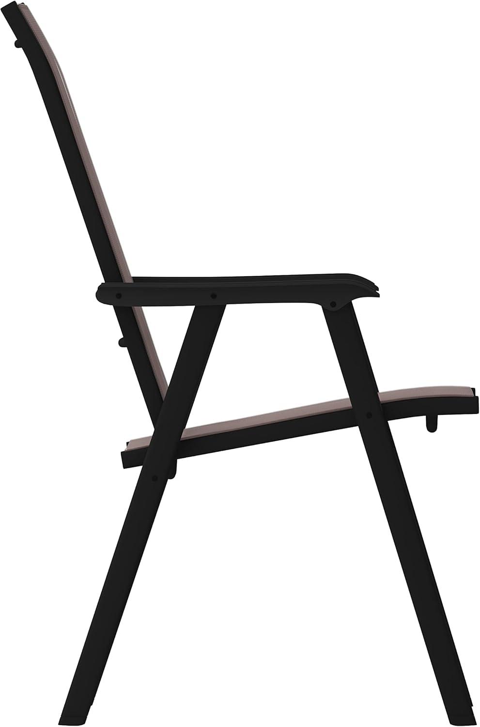imageFlash Furniture Paladin Navy Outdoor Folding Patio Sling Chair with Black Frame 2 PackBrown