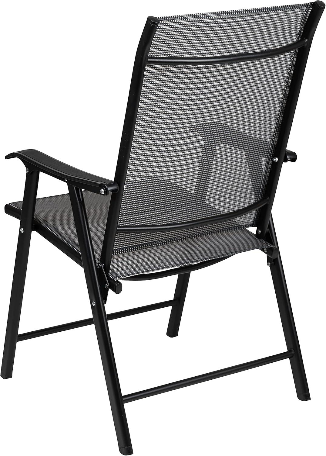 imageFlash Furniture Paladin Navy Outdoor Folding Patio Sling Chair with Black Frame 2 PackGrey
