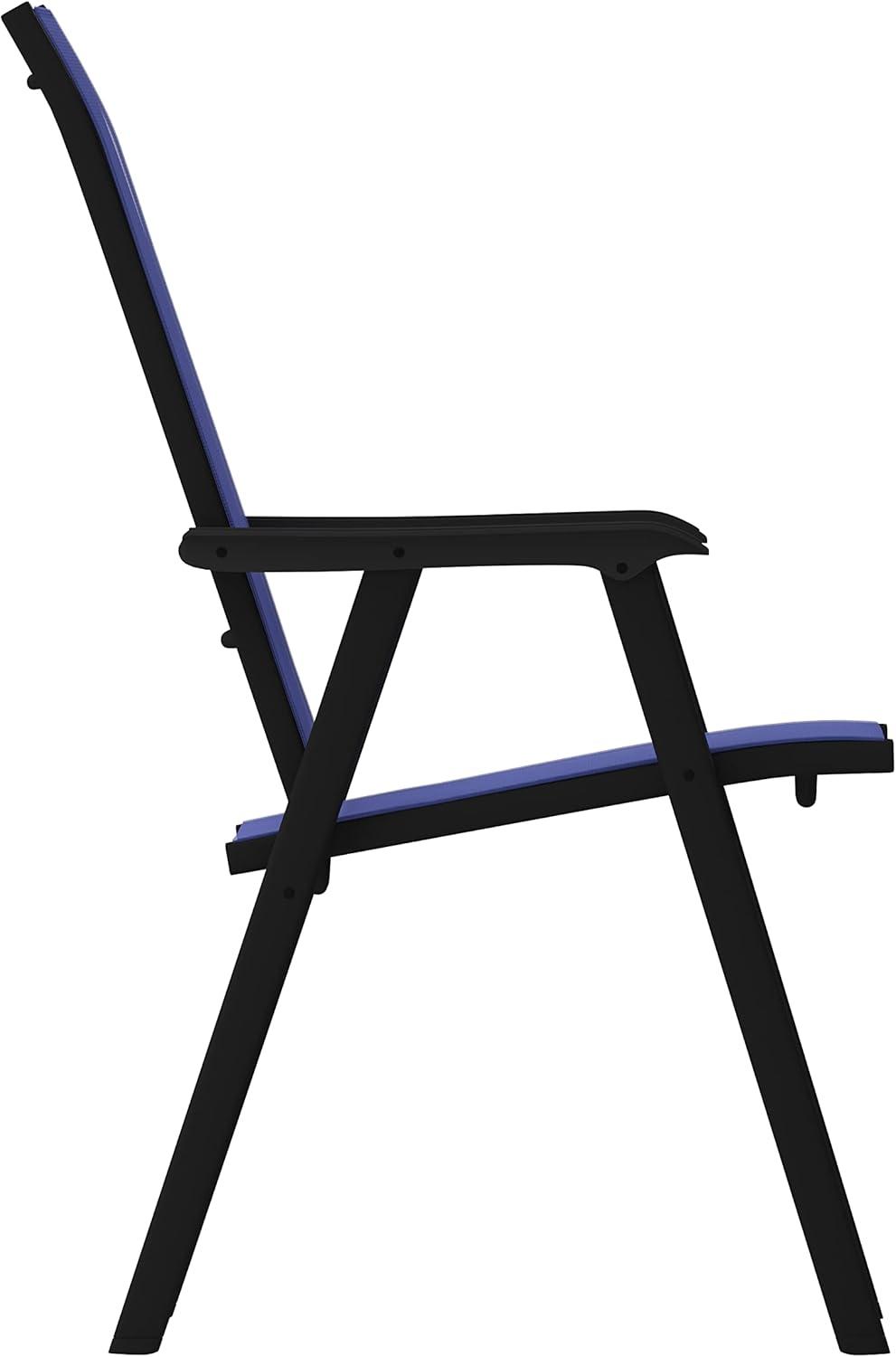 imageFlash Furniture Paladin Navy Outdoor Folding Patio Sling Chair with Black Frame 2 PackNavy