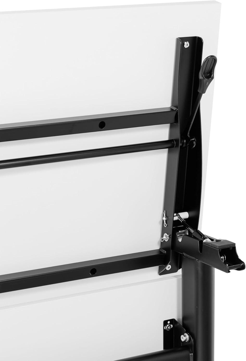 imageFlash Furniture Palmer Commercial Nesting Flip Training Table HeavyDuty Steel Frame and TLegs Modesty Panel 1quot Thick Tabletop 60quot x 24quot White TopBlack FrameWhite TopBlack Frame