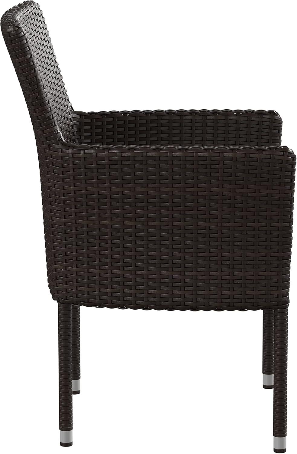imageFlash Furniture Peregrine 7 Piece Outdoor Patio Dining Set Space Saving Black Wicker Modular Chairs ampamp Cream CushionsNatural Finish Acacia Wood TableSeating for 6EspressoCream