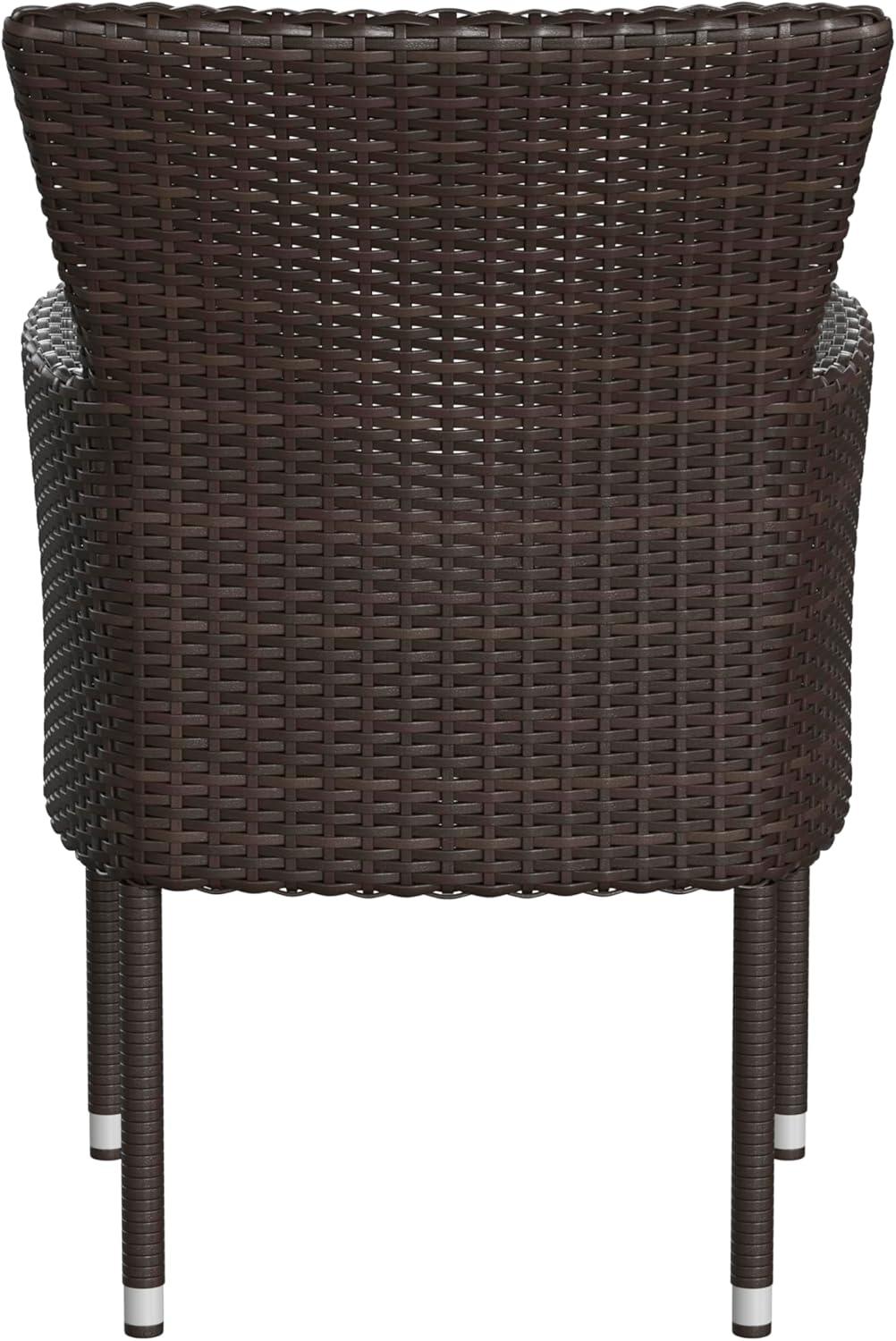 imageFlash Furniture Peregrine 7 Piece Outdoor Patio Dining Set Space Saving Black Wicker Modular Chairs ampamp Cream CushionsNatural Finish Acacia Wood TableSeating for 6EspressoCream