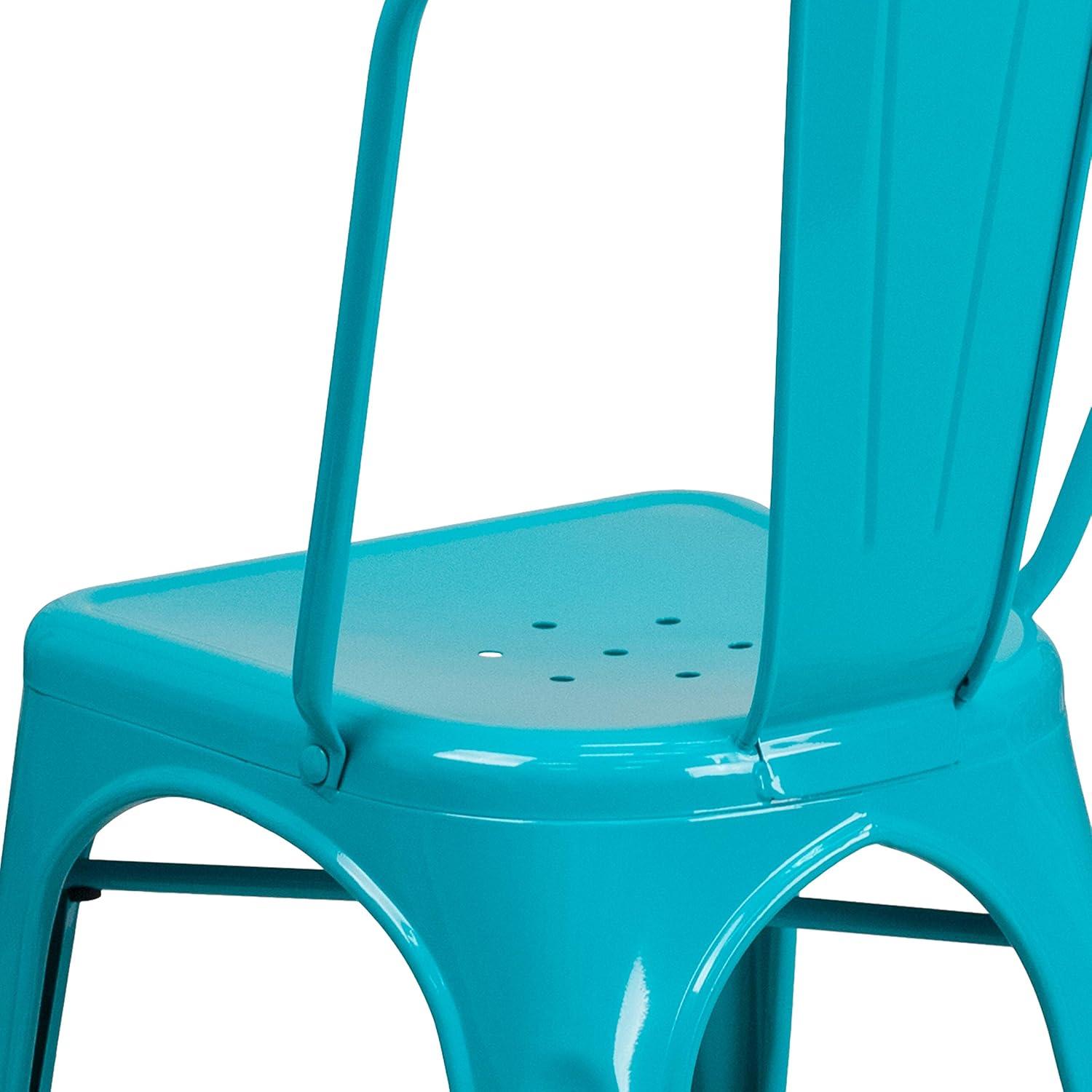 imageFlash Furniture Perry Commercial Grade BlackAntique Gold Metal IndoorOutdoor Stackable ChairCrystal Tealblue