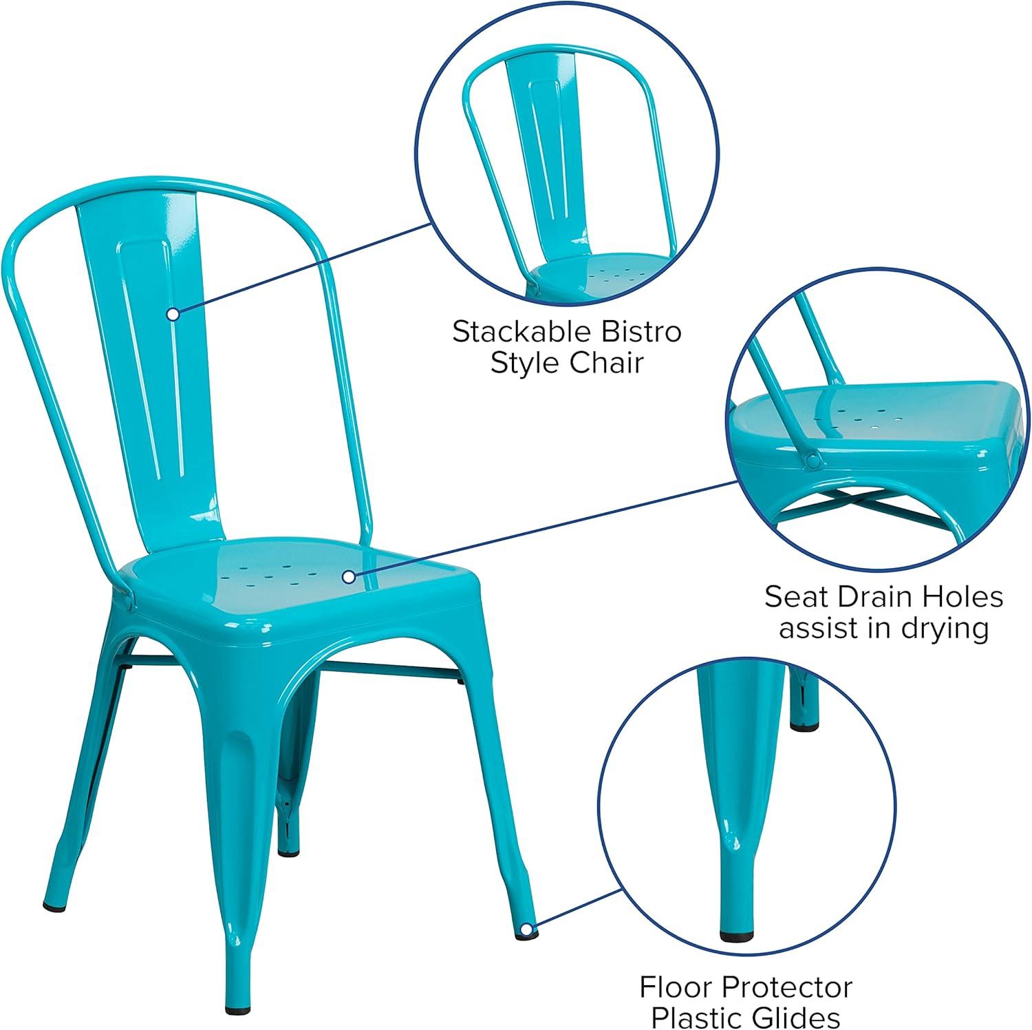 imageFlash Furniture Perry Commercial Grade BlackAntique Gold Metal IndoorOutdoor Stackable ChairCrystal Tealblue