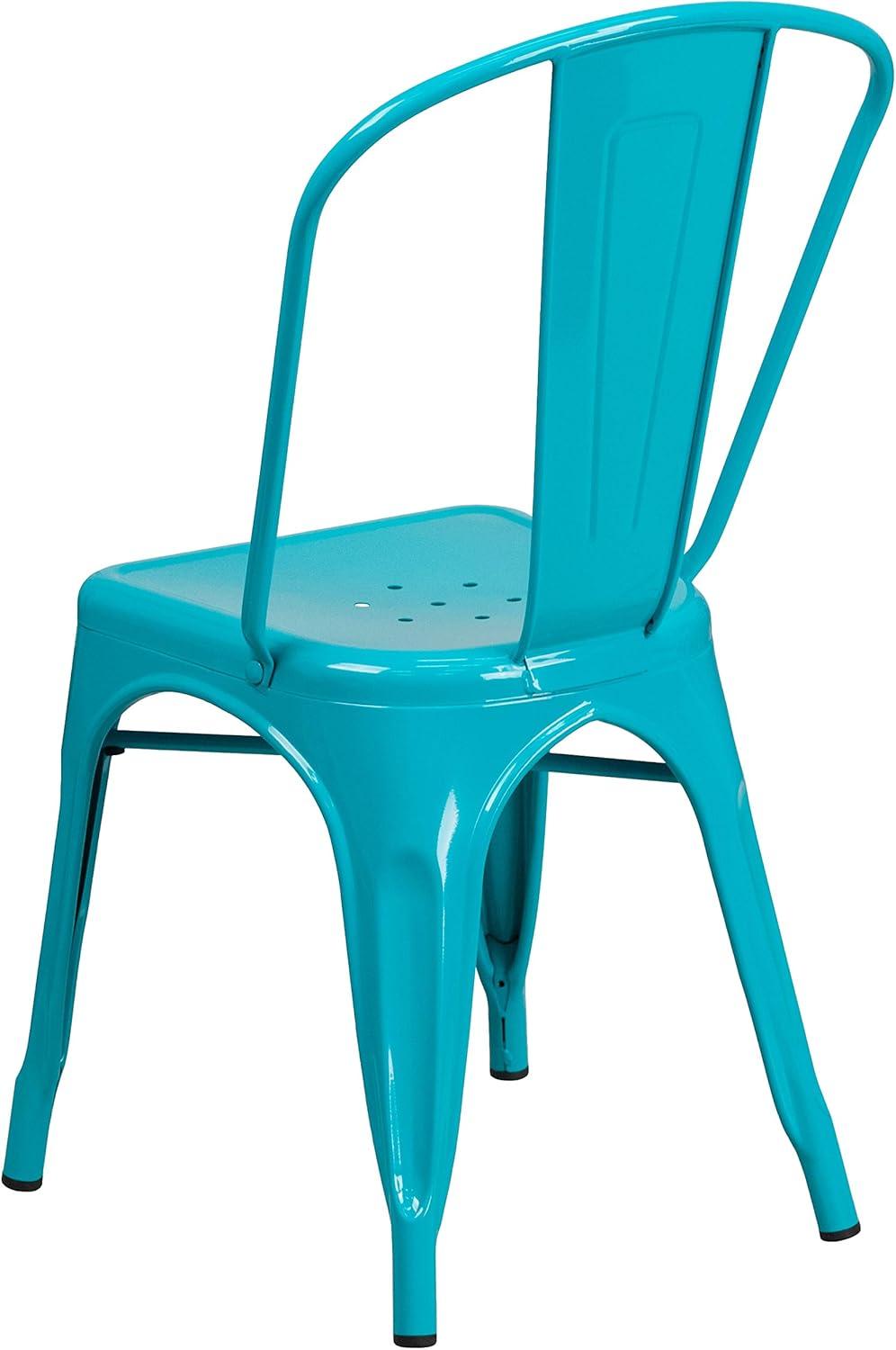 imageFlash Furniture Perry Commercial Grade BlackAntique Gold Metal IndoorOutdoor Stackable ChairCrystal Tealblue
