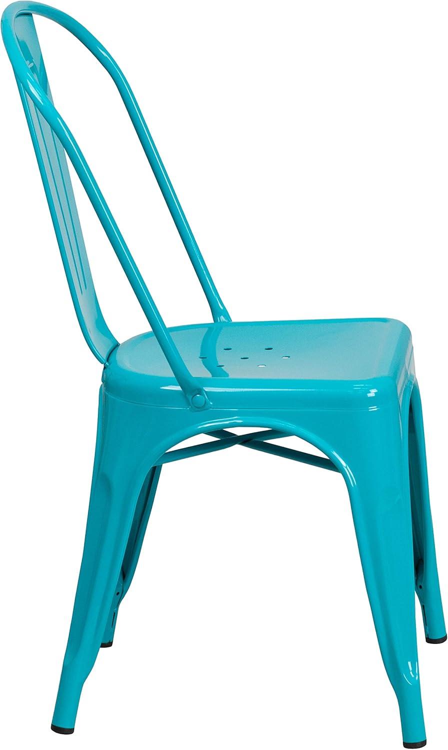 imageFlash Furniture Perry Commercial Grade BlackAntique Gold Metal IndoorOutdoor Stackable ChairCrystal Tealblue