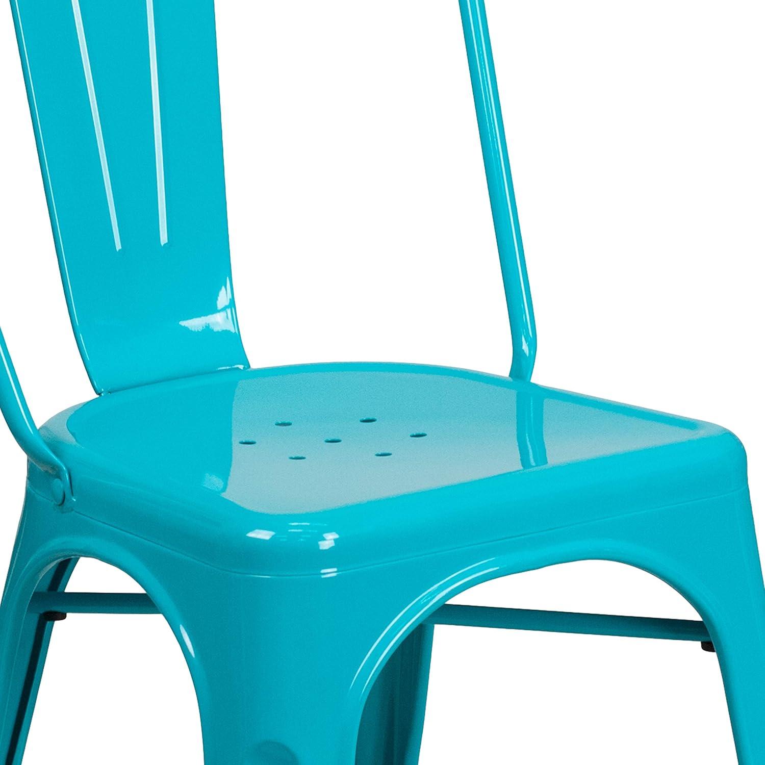imageFlash Furniture Perry Commercial Grade BlackAntique Gold Metal IndoorOutdoor Stackable ChairCrystal Tealblue