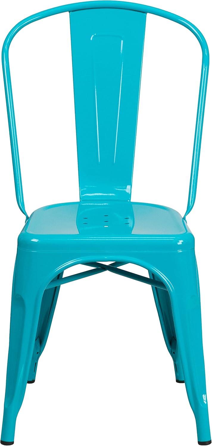 imageFlash Furniture Perry Commercial Grade BlackAntique Gold Metal IndoorOutdoor Stackable ChairCrystal Tealblue