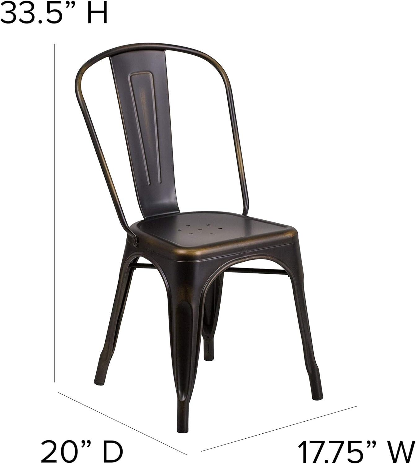imageFlash Furniture Perry Commercial Grade BlackAntique Gold Metal IndoorOutdoor Stackable ChairDistressed Copper